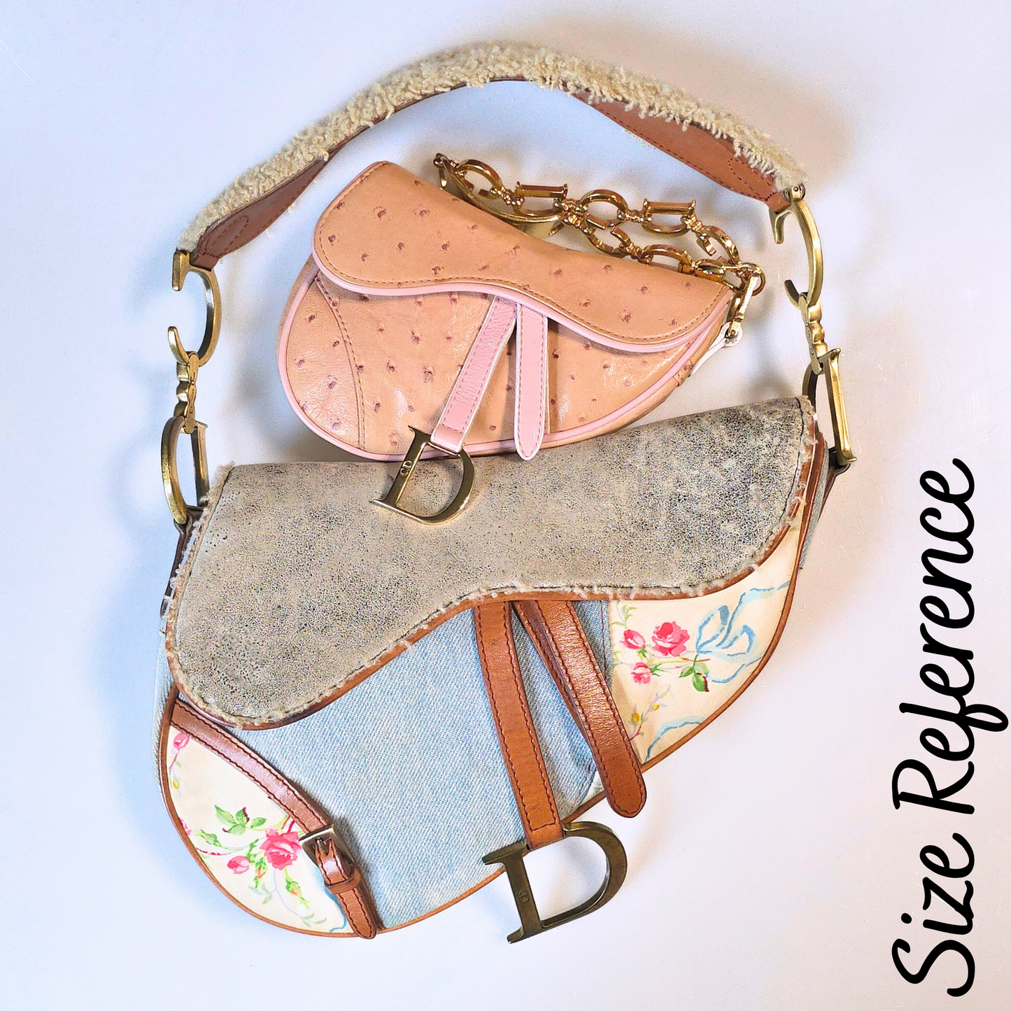 Dior Saddle Bag Mini Wristlet Ostrich Leather