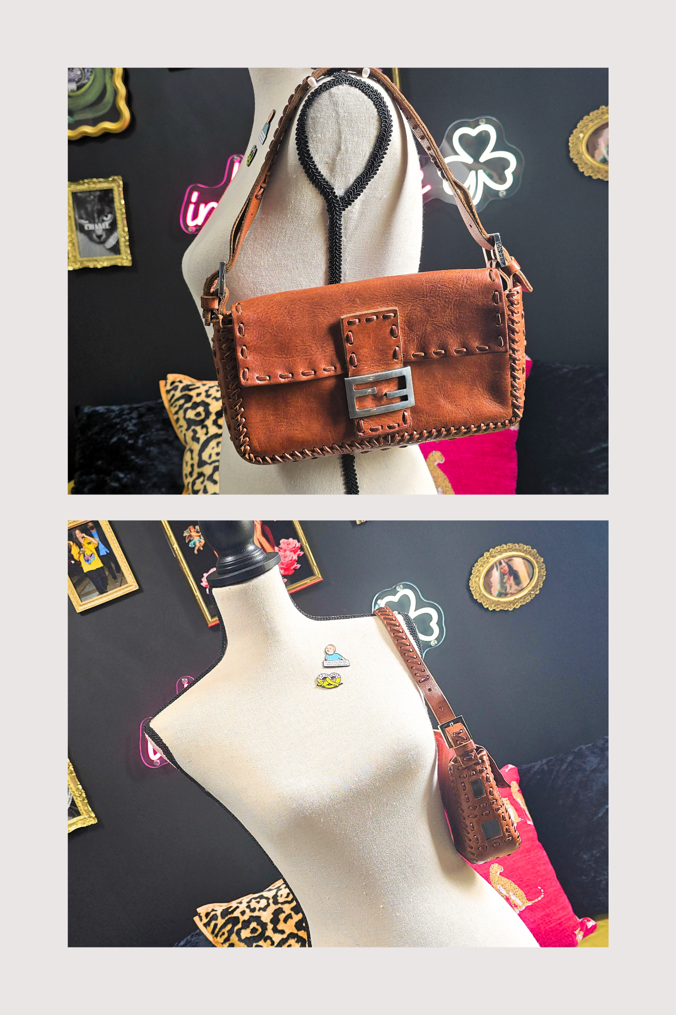 Fendi Baguette Whipstitch Mirror Detailing