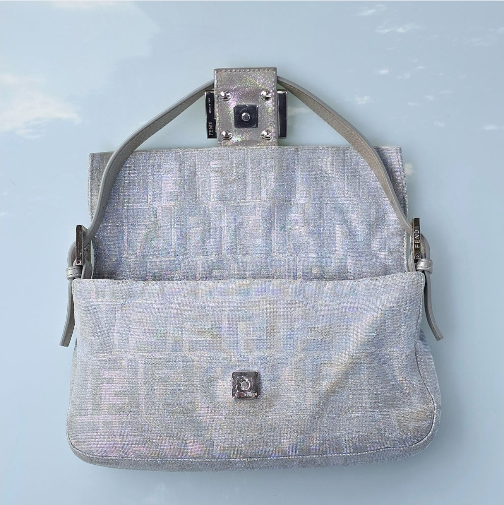 Fendi Baguette in Silver Glitter/Iridescent
