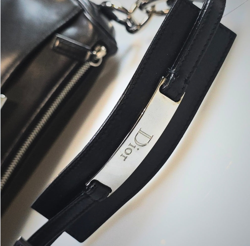 Dior Diva Shoulder Bag in Full Black Leather