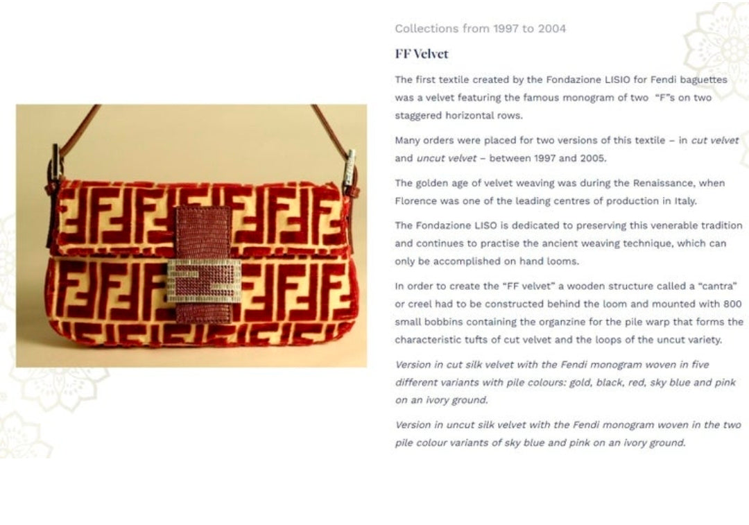 Fendi Baguette by Fondazione LISIO Pink FF Velvet Museum Collector's Piece