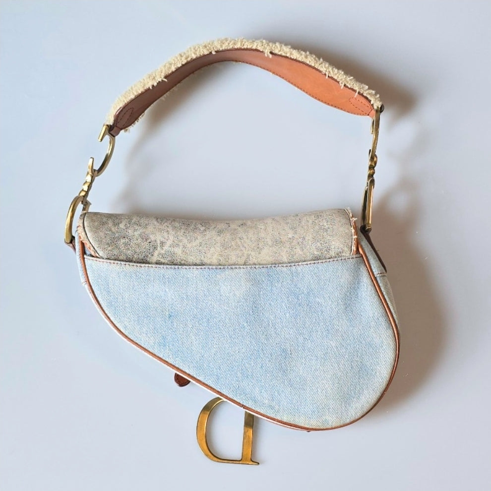 Dior Saddle Bag Denim Shearling