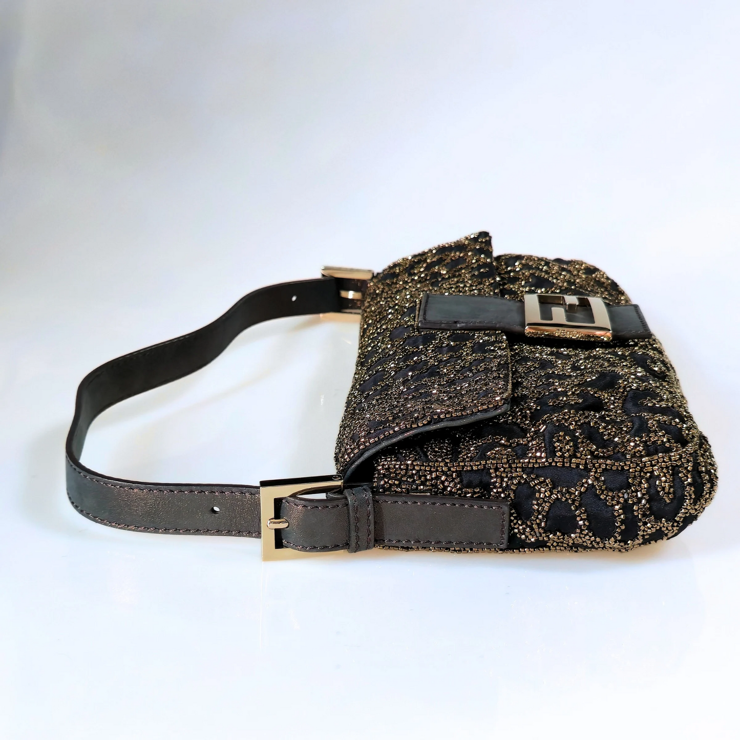 Fendi Baguette Beaded Leopard Print