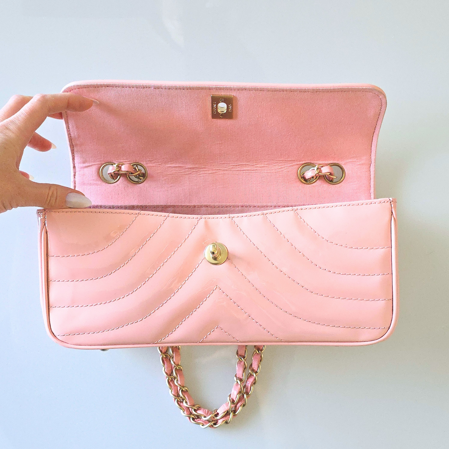 Chanel East West V-Stitch Shoulder Bag