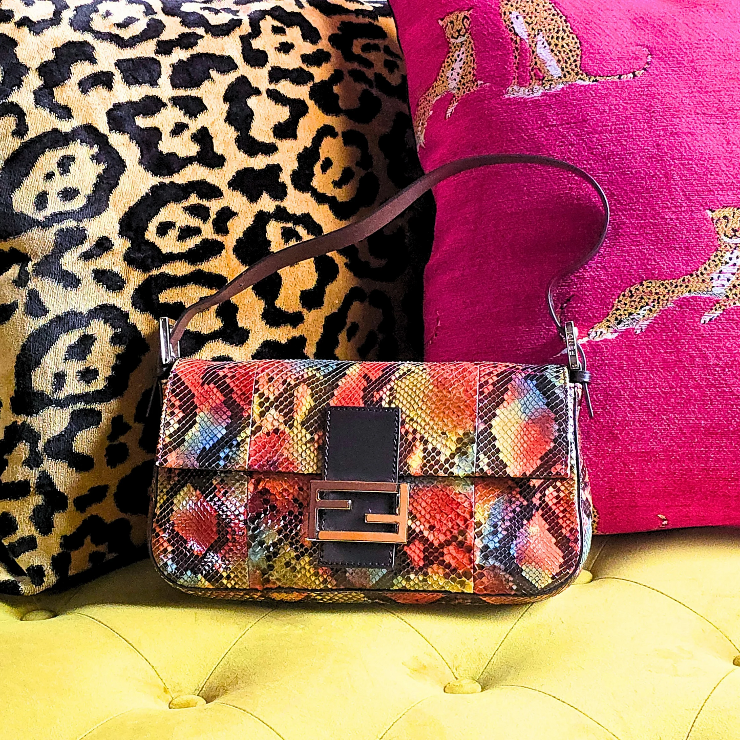 Fendi Baguette Multicolor Python