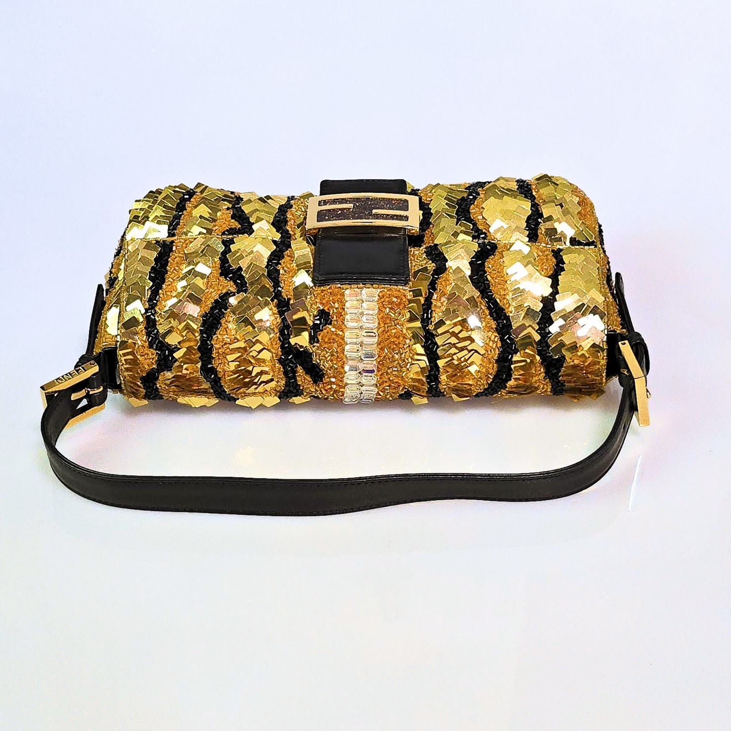 Fendi Baguette Gold Sequined Beaded