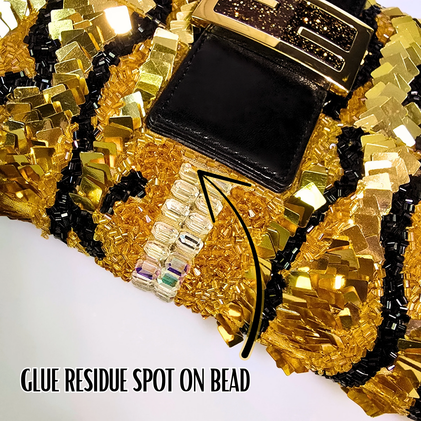 Fendi Baguette Gold Sequined Beaded