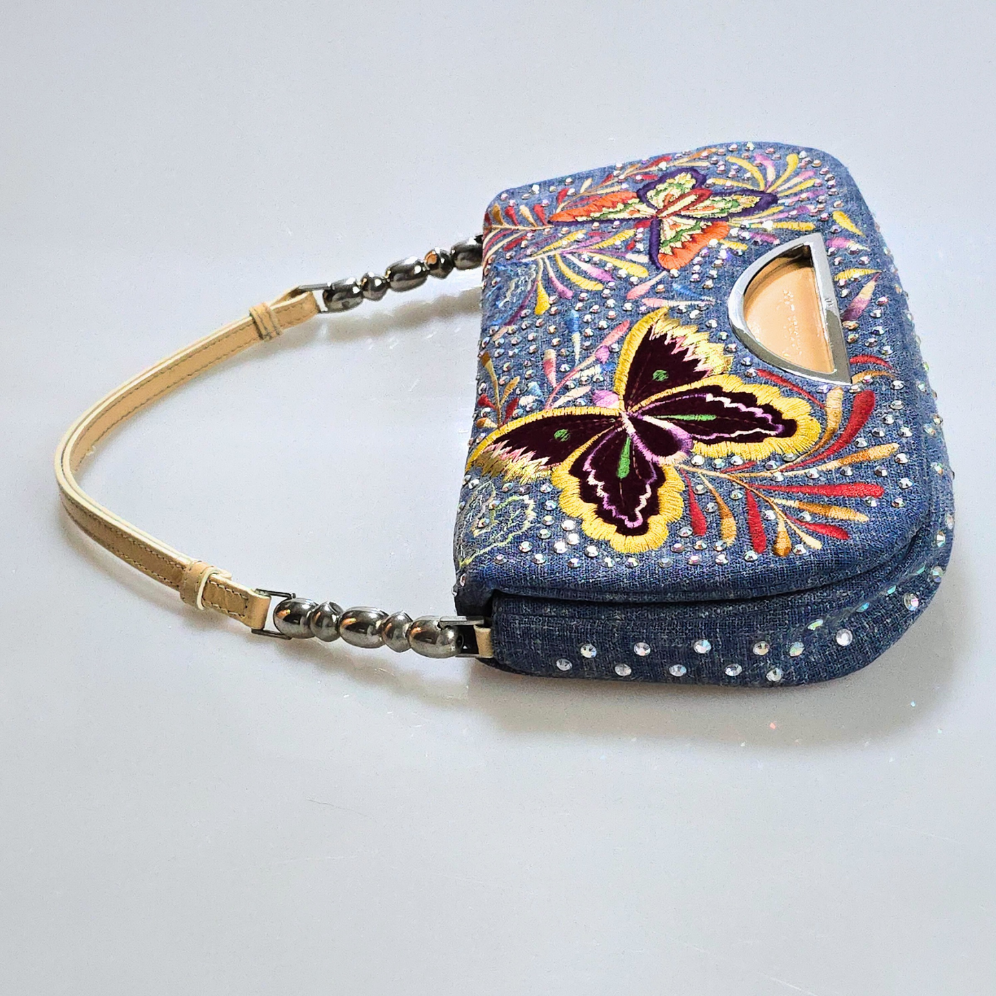 Dior Denim Malice Swarovski Crystal Studded with Metallic Embroidered Butterflies