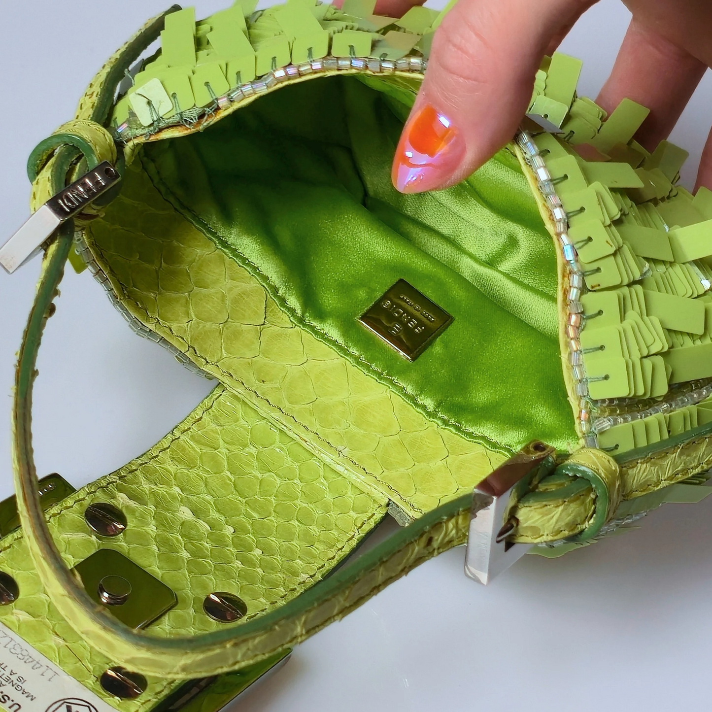 Fendi Croissant Sequins Snakeskin