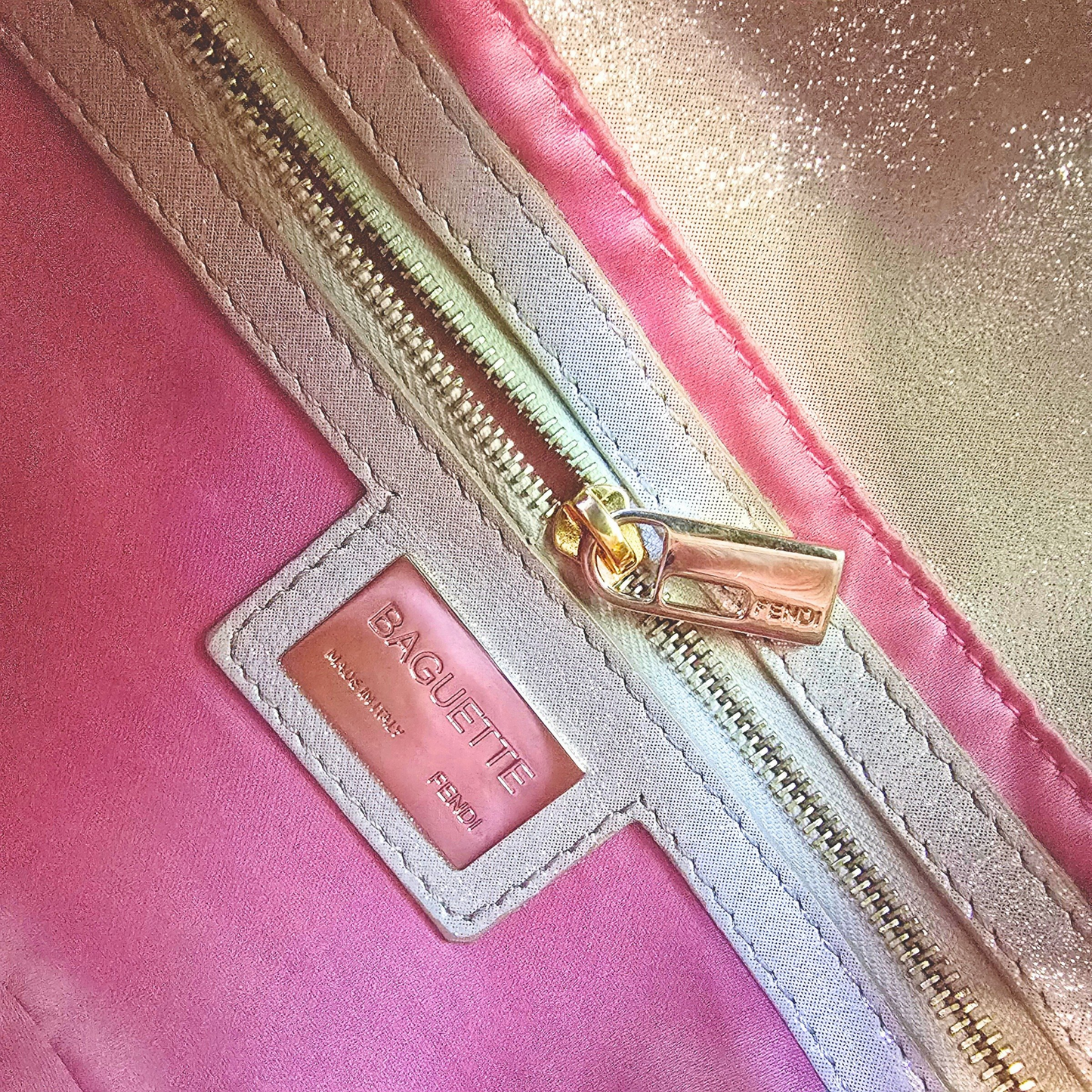 Fendi Baguette Glittery Champagne Gold