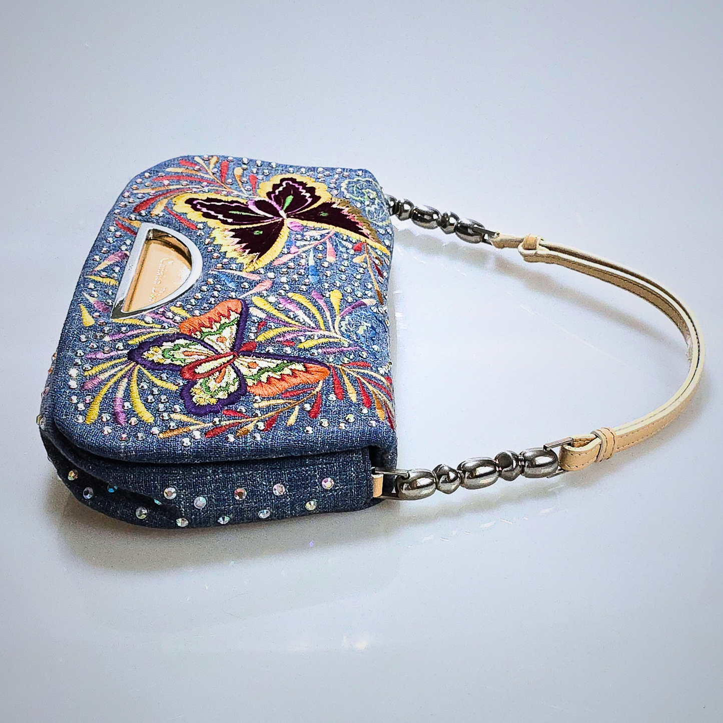 Dior Denim Malice Swarovski Crystal Studded with Metallic Embroidered Butterflies