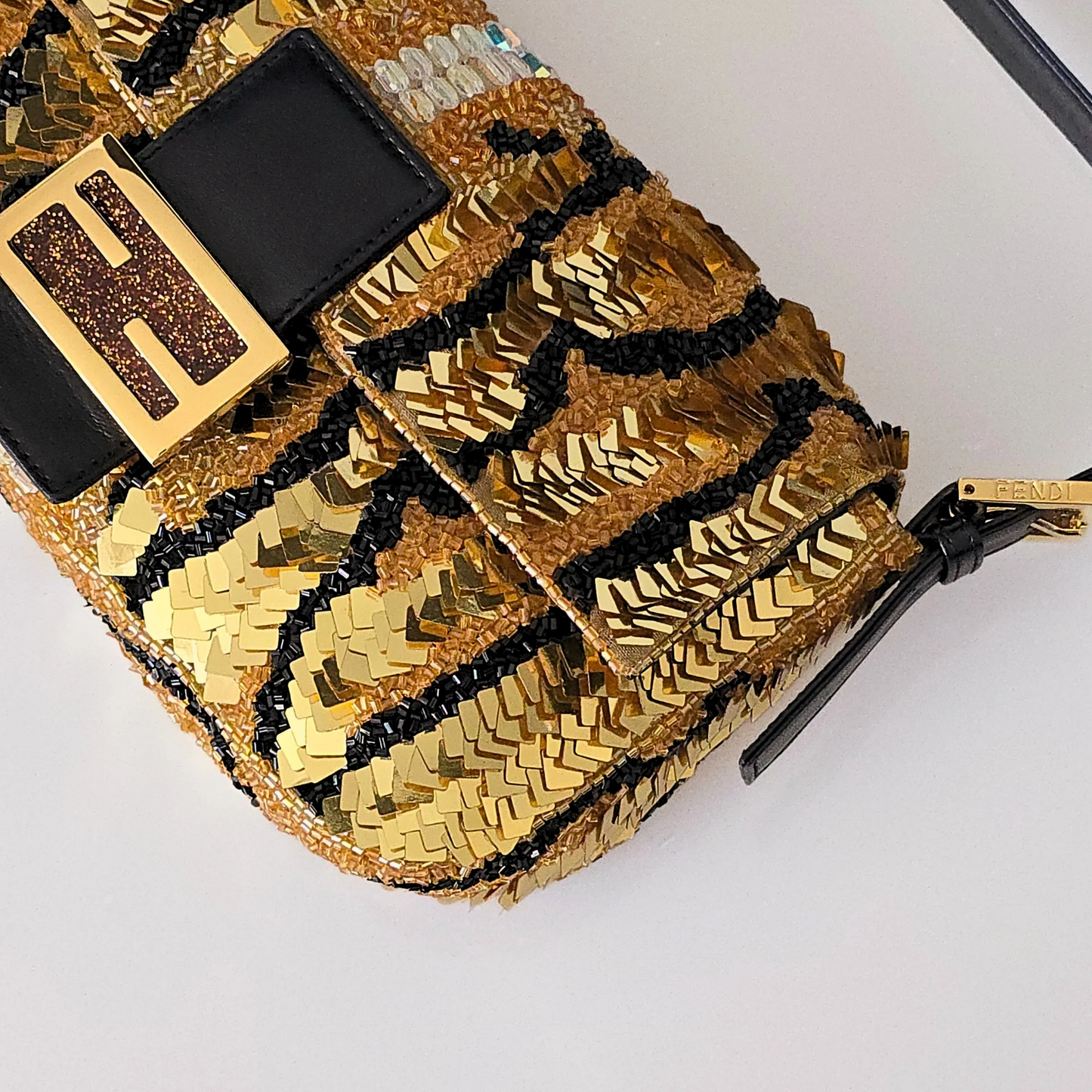 Fendi Baguette Gold Sequined Beaded