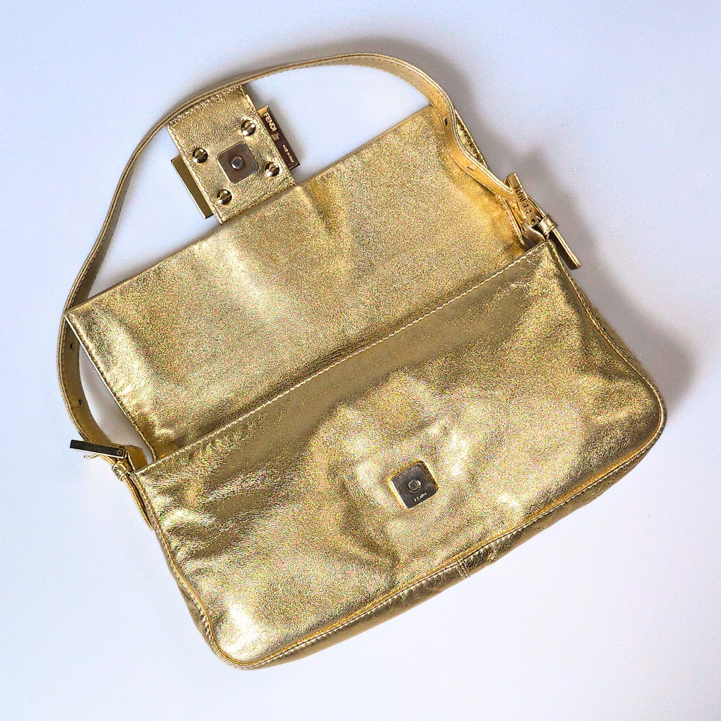 Fendi Baguette Metallic Gold with Crystal Detail