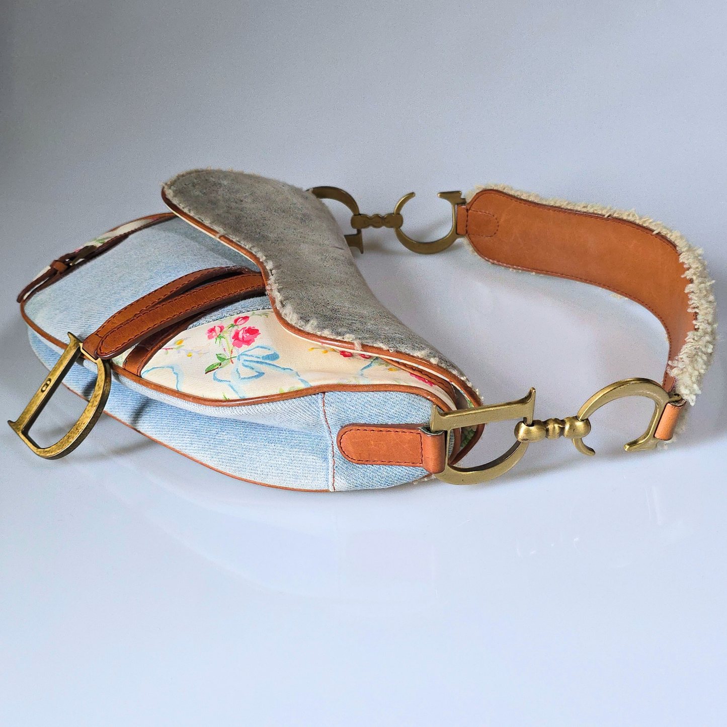 Dior Saddle Bag Denim Shearling