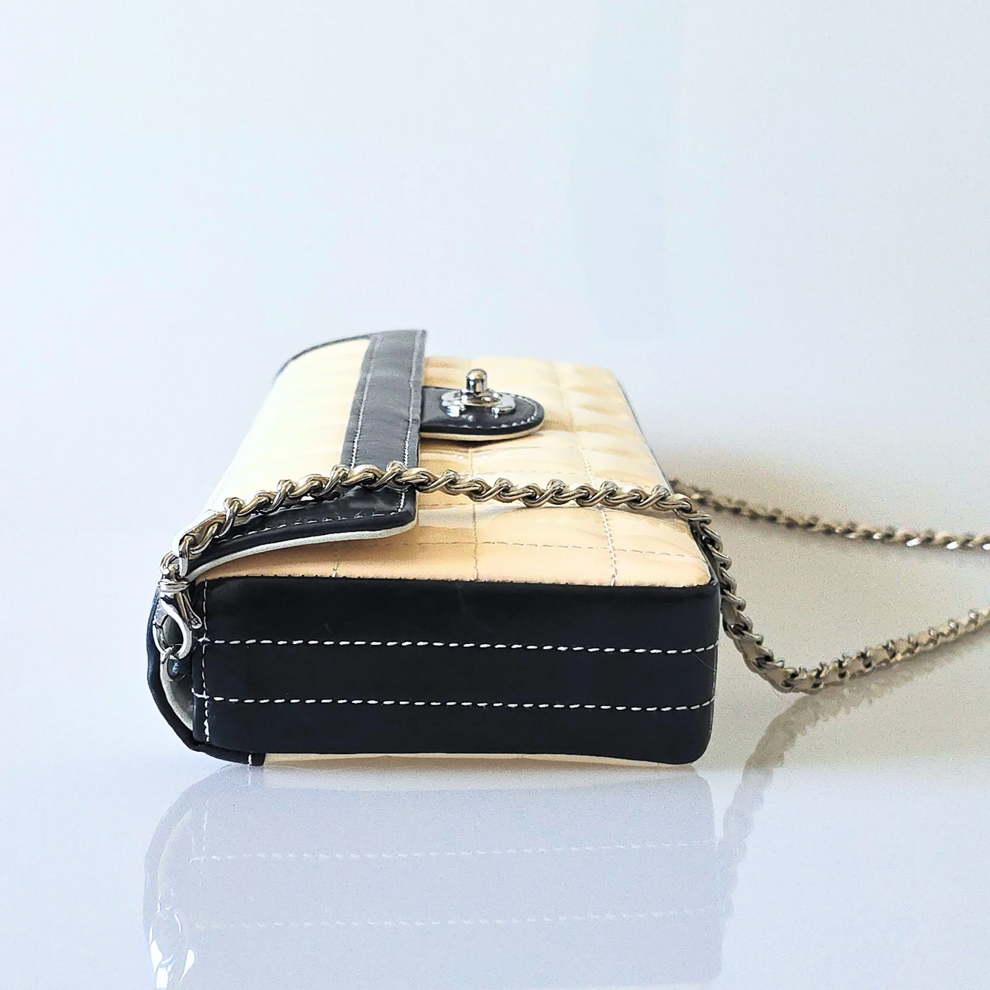 Chanel East West Chocolate Bar Shoulder Bag Two-Toned