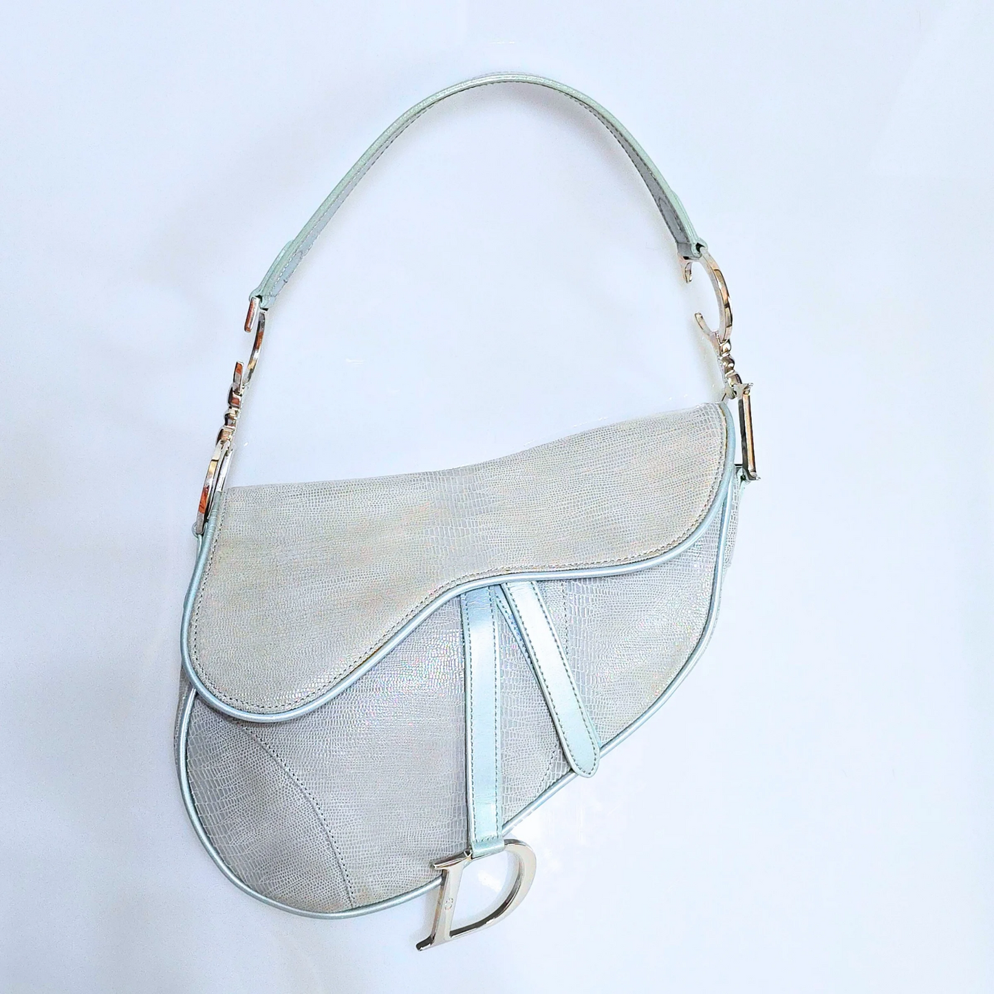 Dior Lizard Print Embossed Saddle Bag