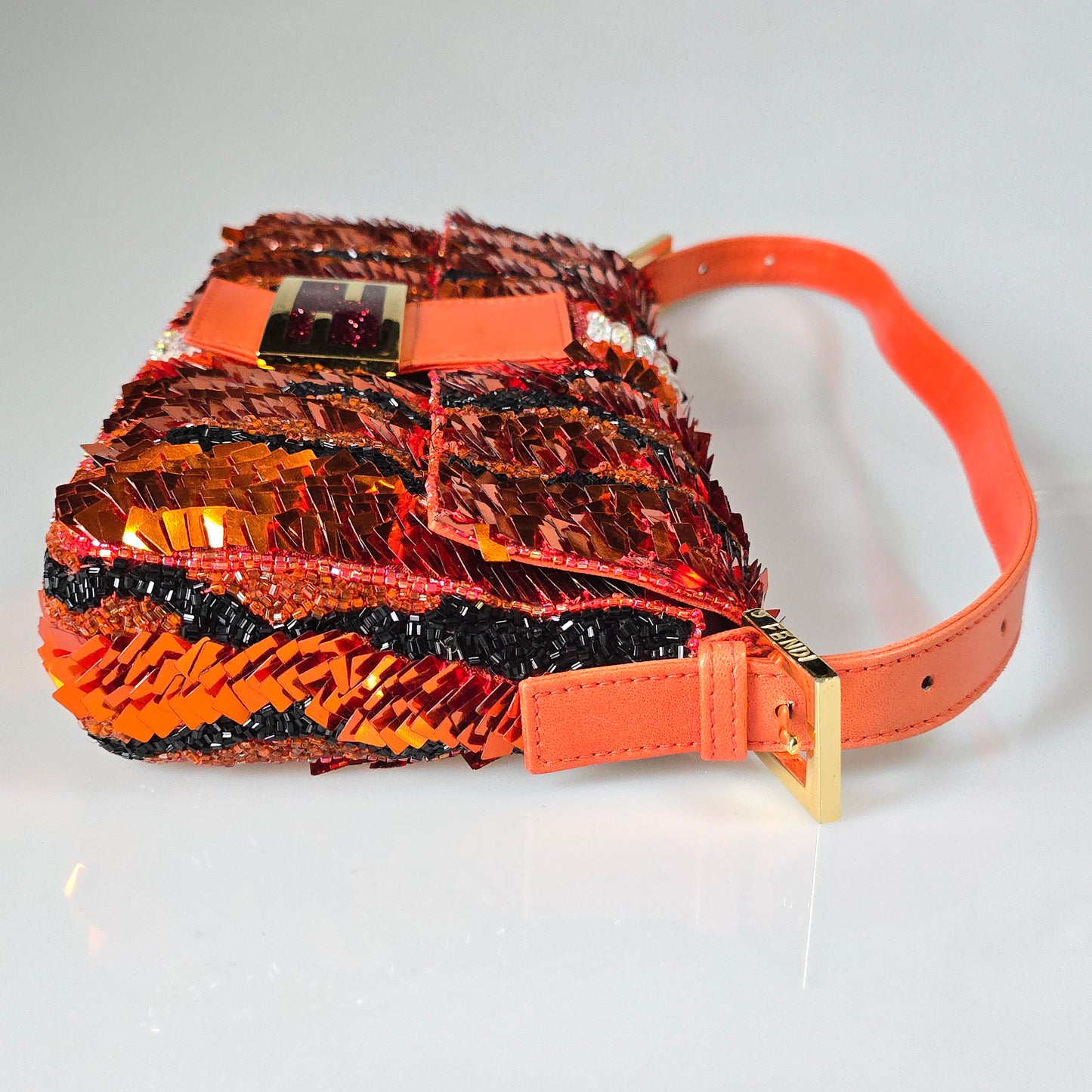 Fendi Baguette Sequin Beaded Tiger Stripes