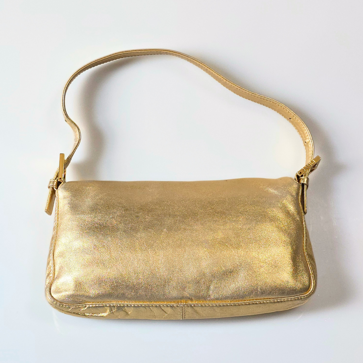 Fendi Baguette Metallic Gold with Crystal Detail
