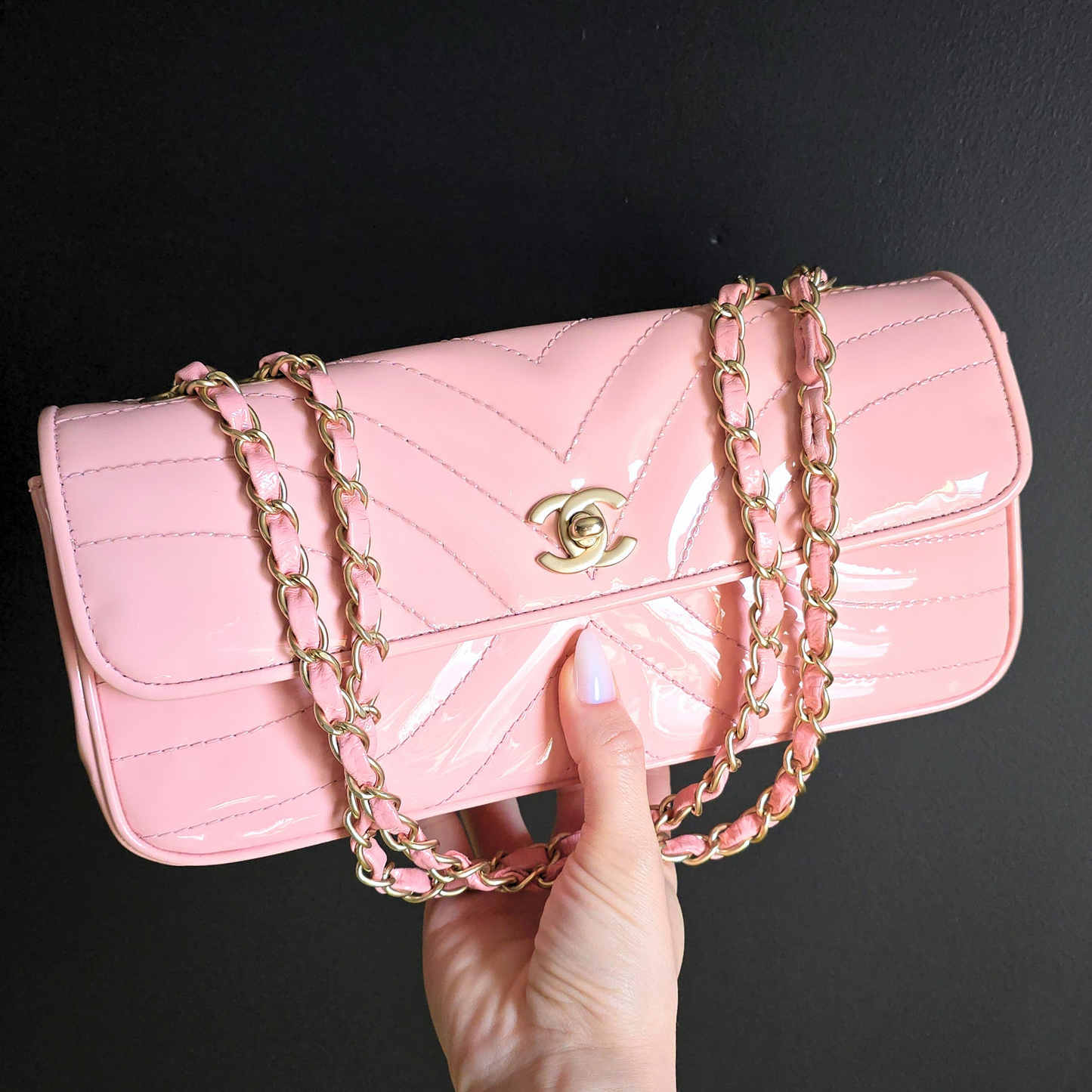 Chanel East West V-Stitch Shoulder Bag