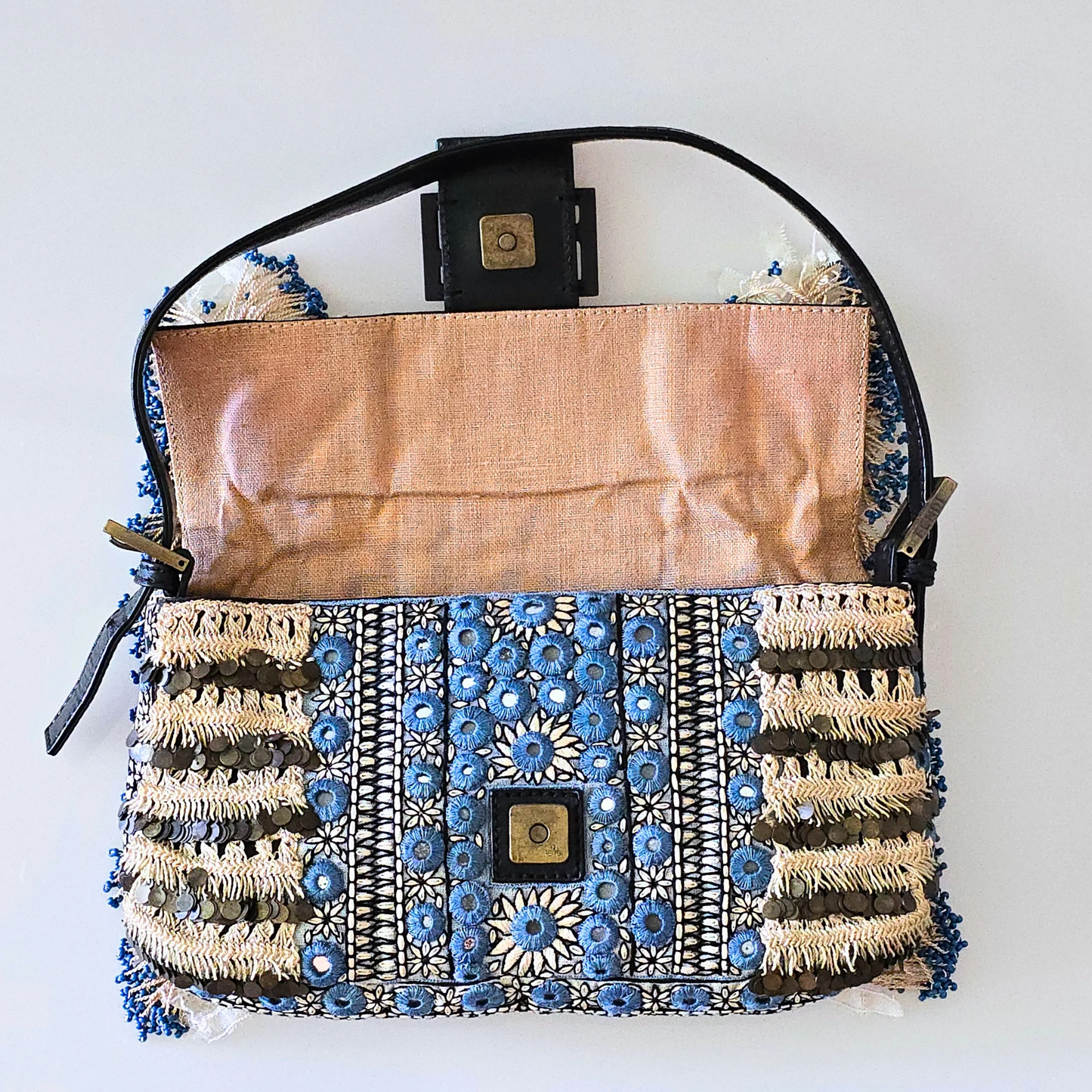 Fendi Baguette Beaded Fringe with Mirror Detail