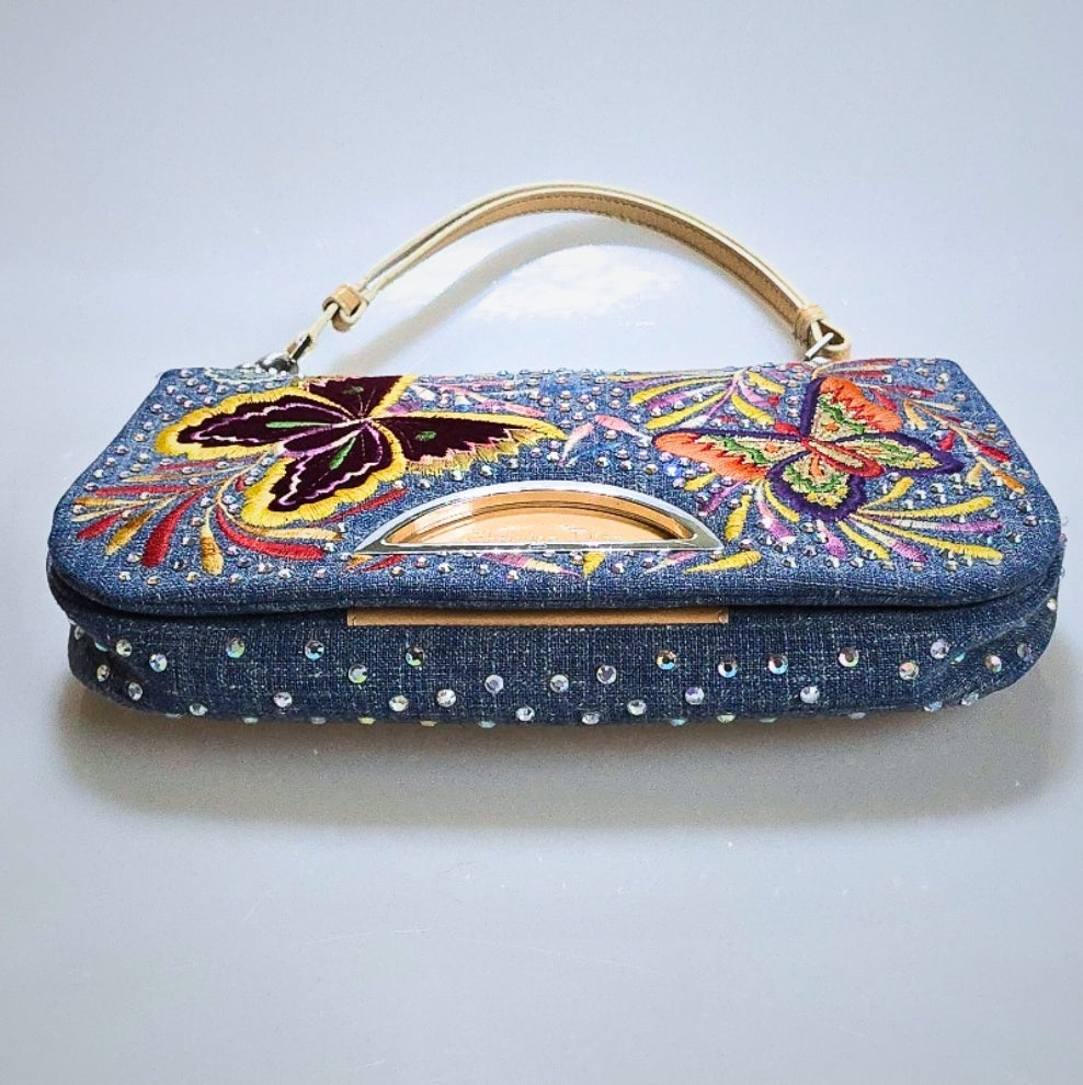 Dior Denim Malice Swarovski Crystal Studded with Metallic Embroidered Butterflies