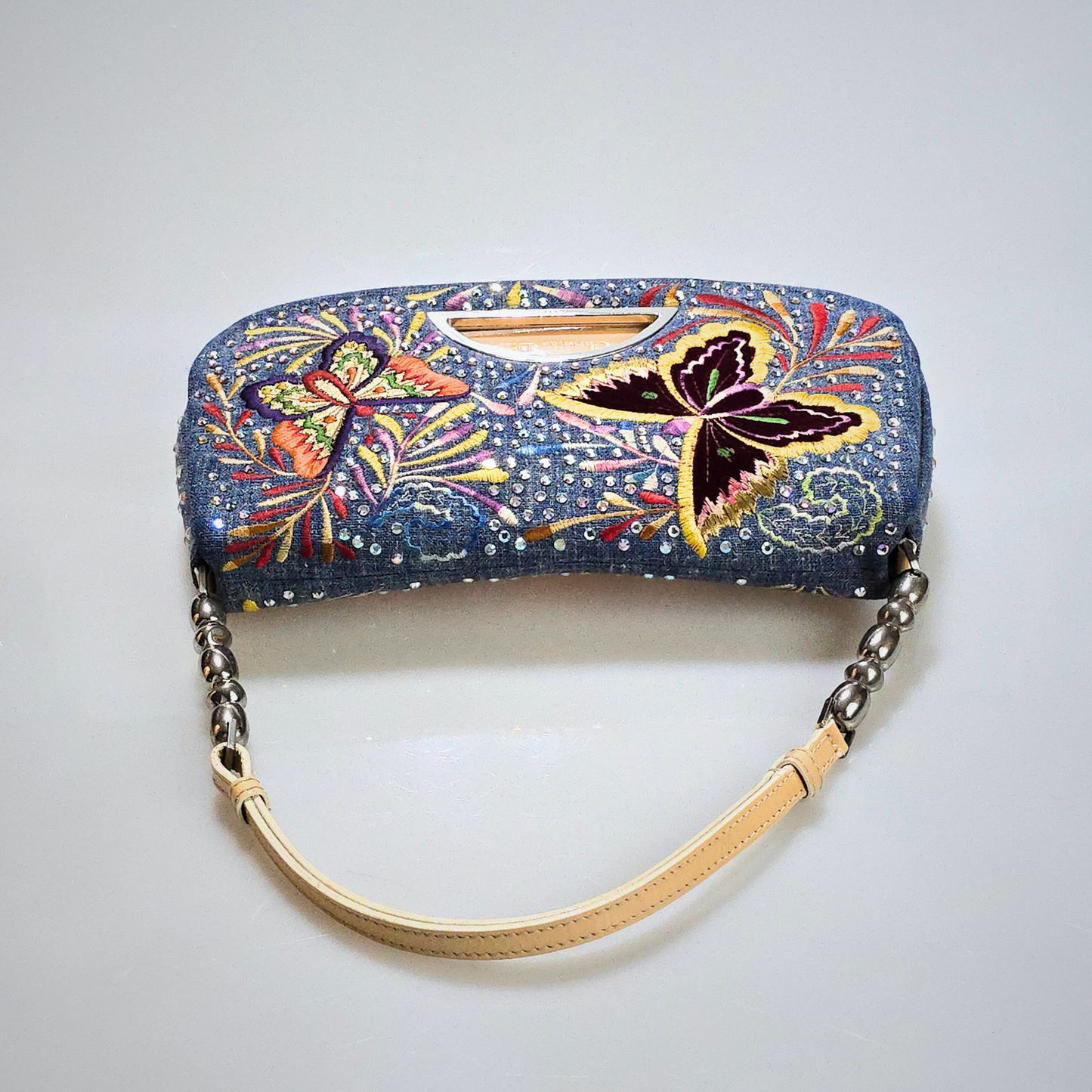 Dior Denim Malice Swarovski Crystal Studded with Metallic Embroidered Butterflies
