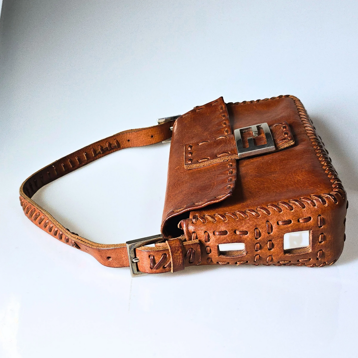 Fendi Baguette Whipstitch Mirror Detailing