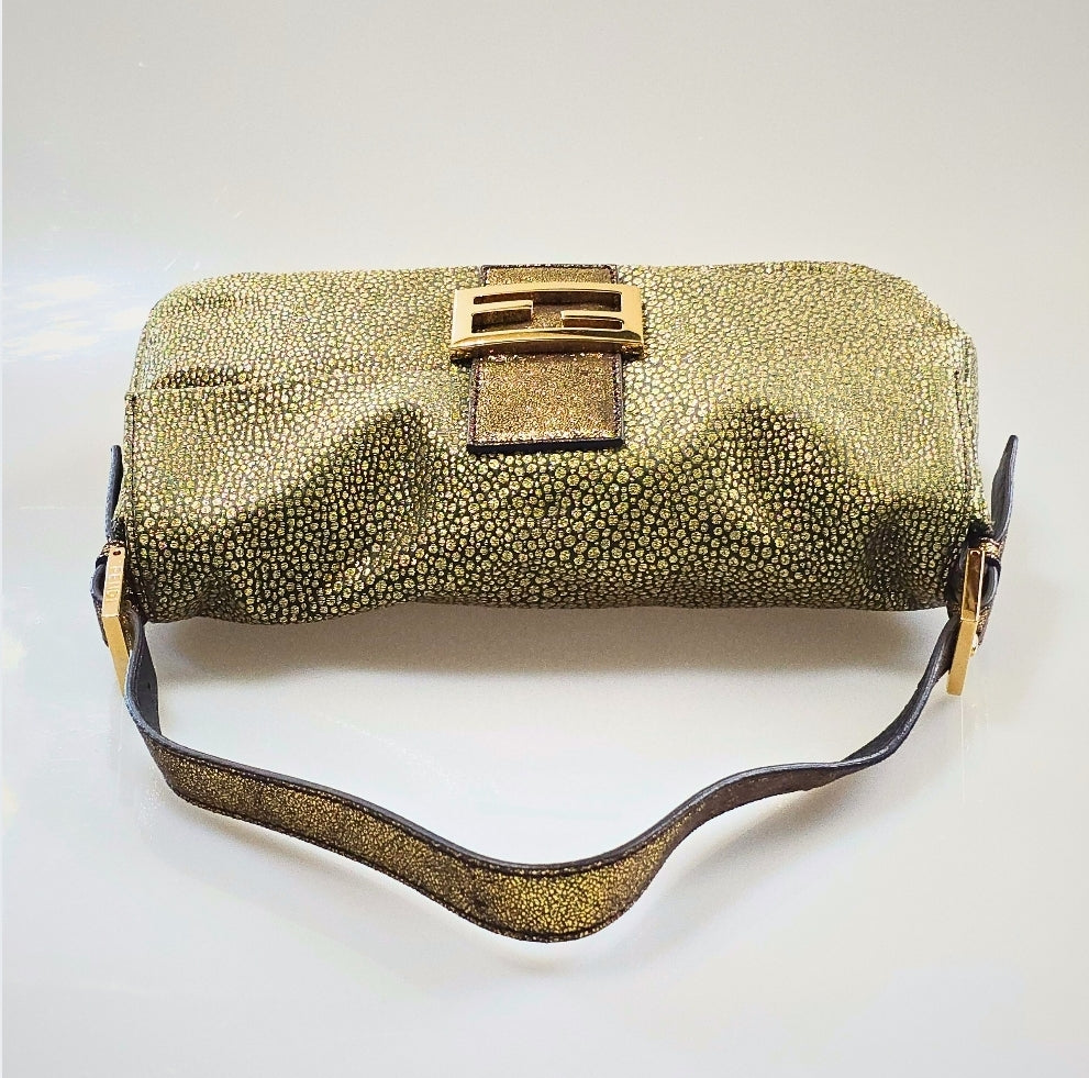 Fendi Baguette in Gold Glittery Lurex