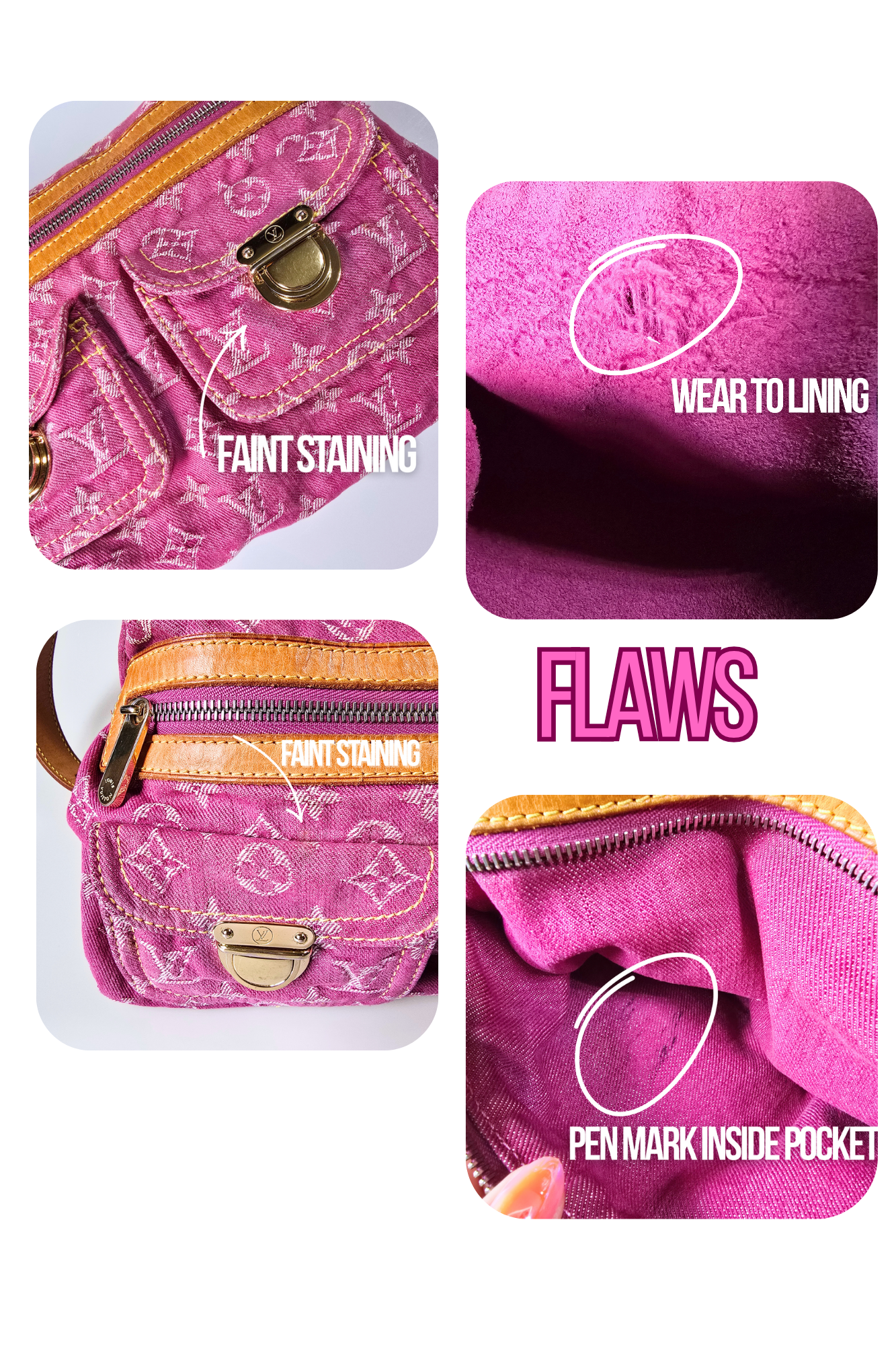 Louis Vuitton Denim Baggy PM Pink Vintage