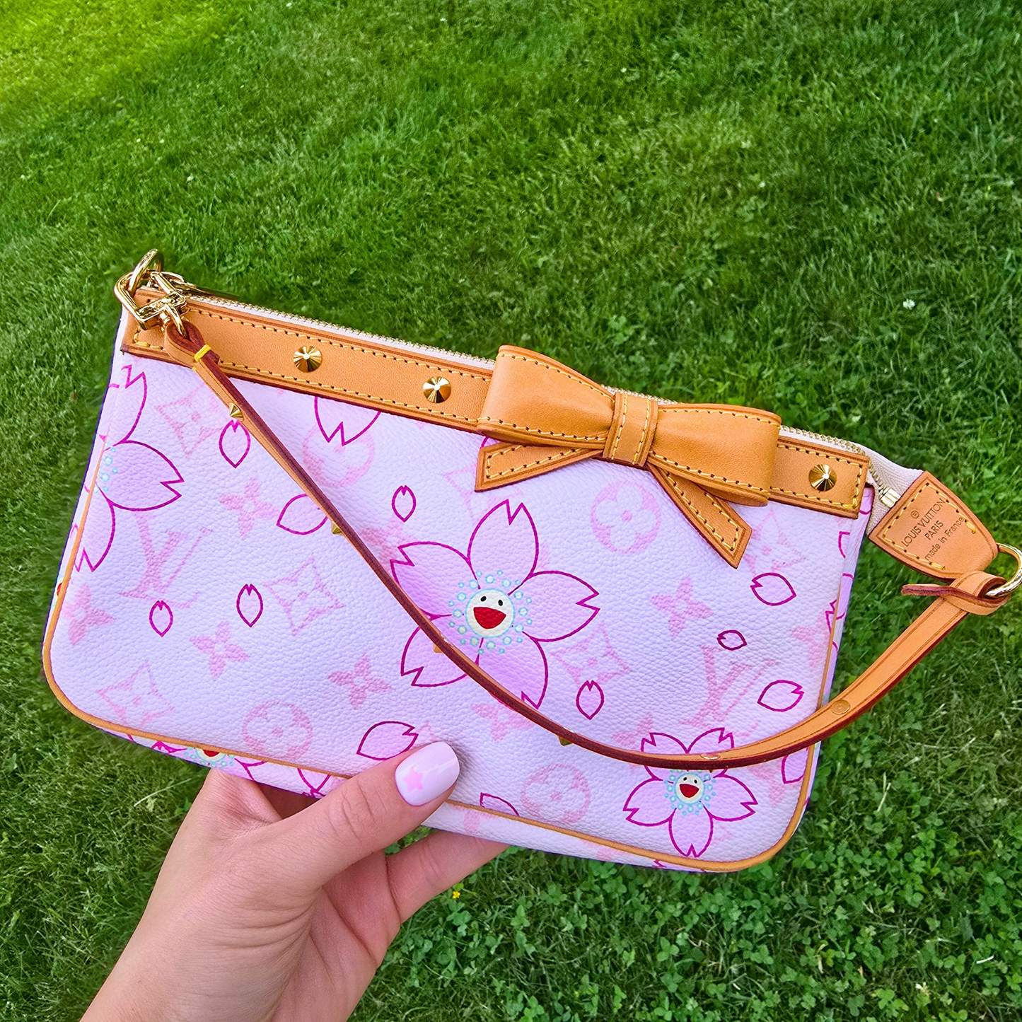 Louis Vuitton Limited Edition Takashi Murakami Cherry Blossom Pochette Pink