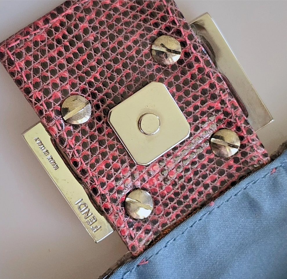 Fendi Baguette Sequins with Beaded Stripe Detailing and Lizard Trim