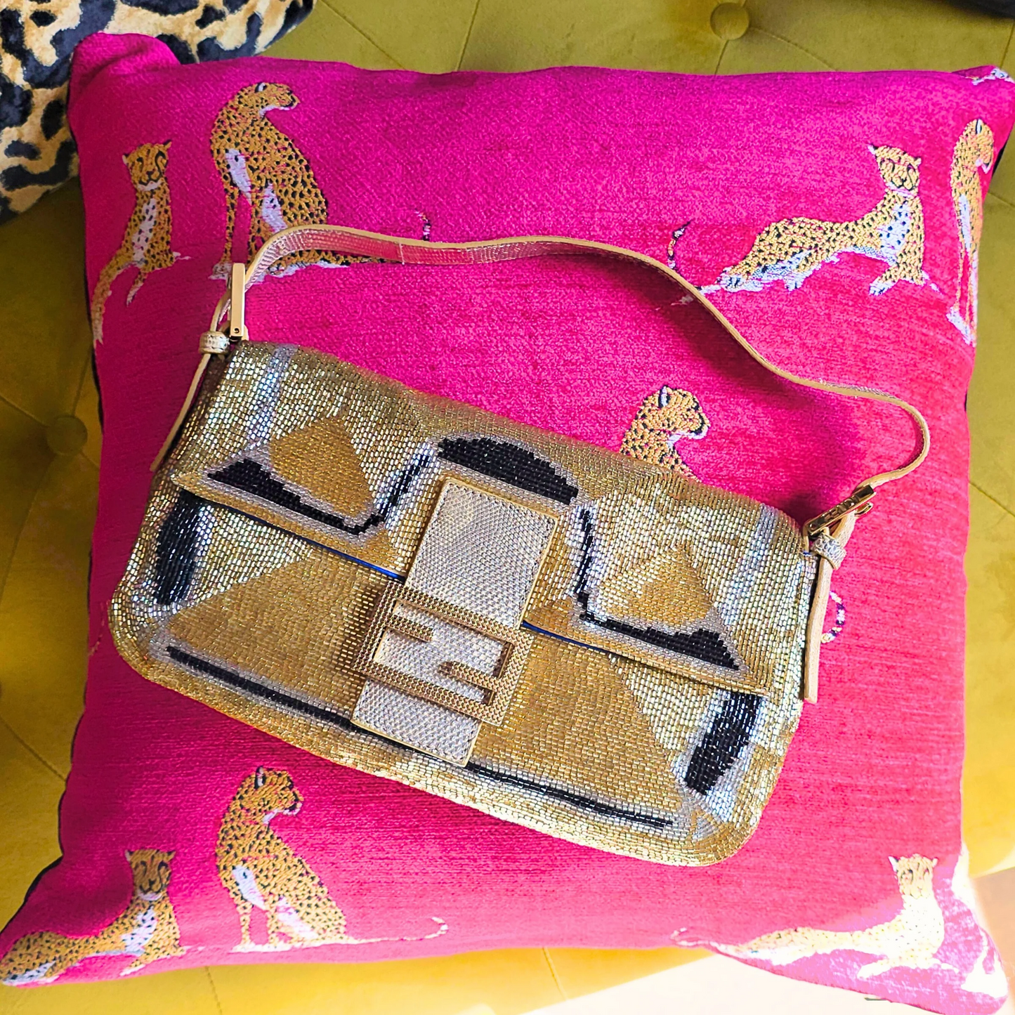 Fendi Baguette Beaded with Lizard Detail