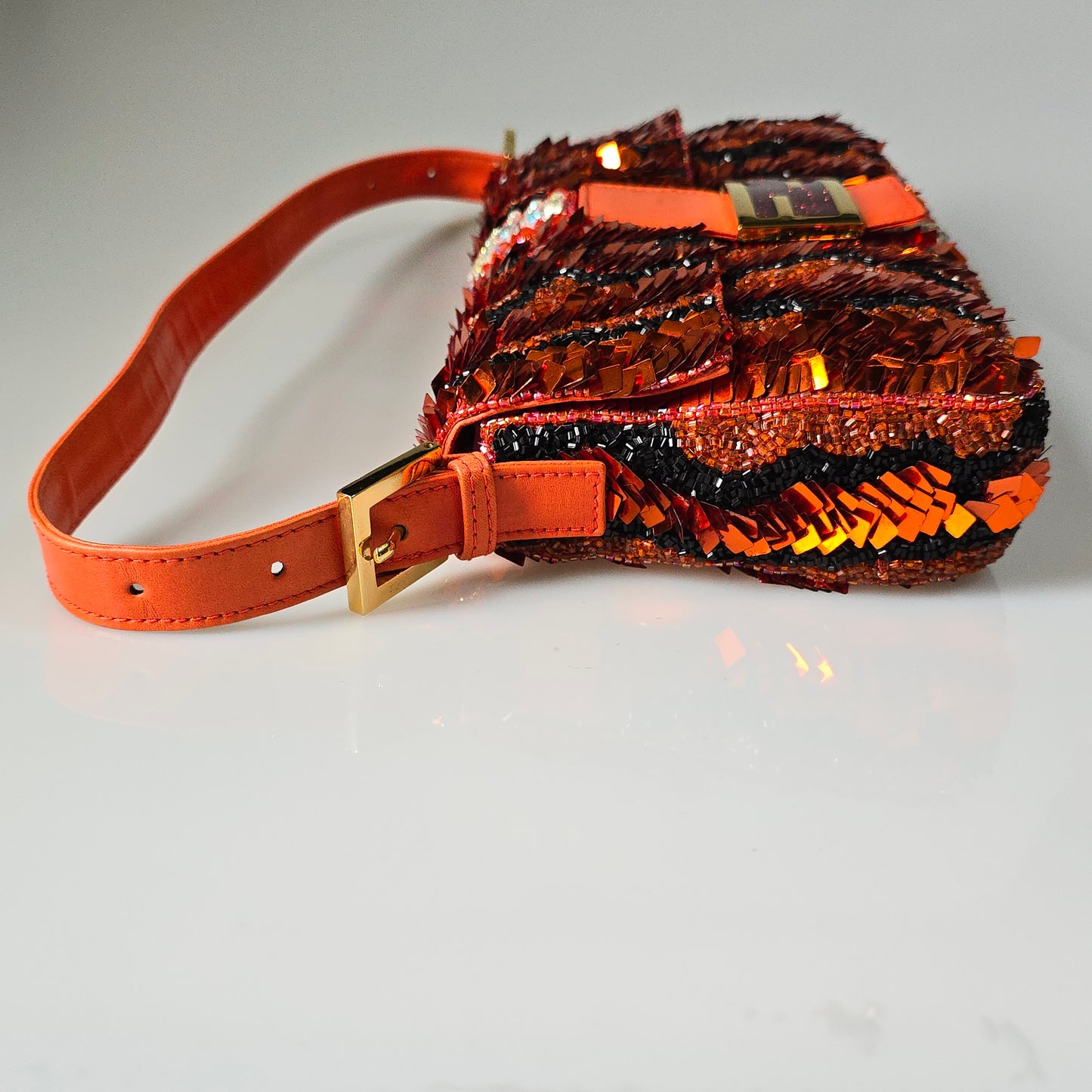 Fendi Baguette Sequin Beaded Tiger Stripes