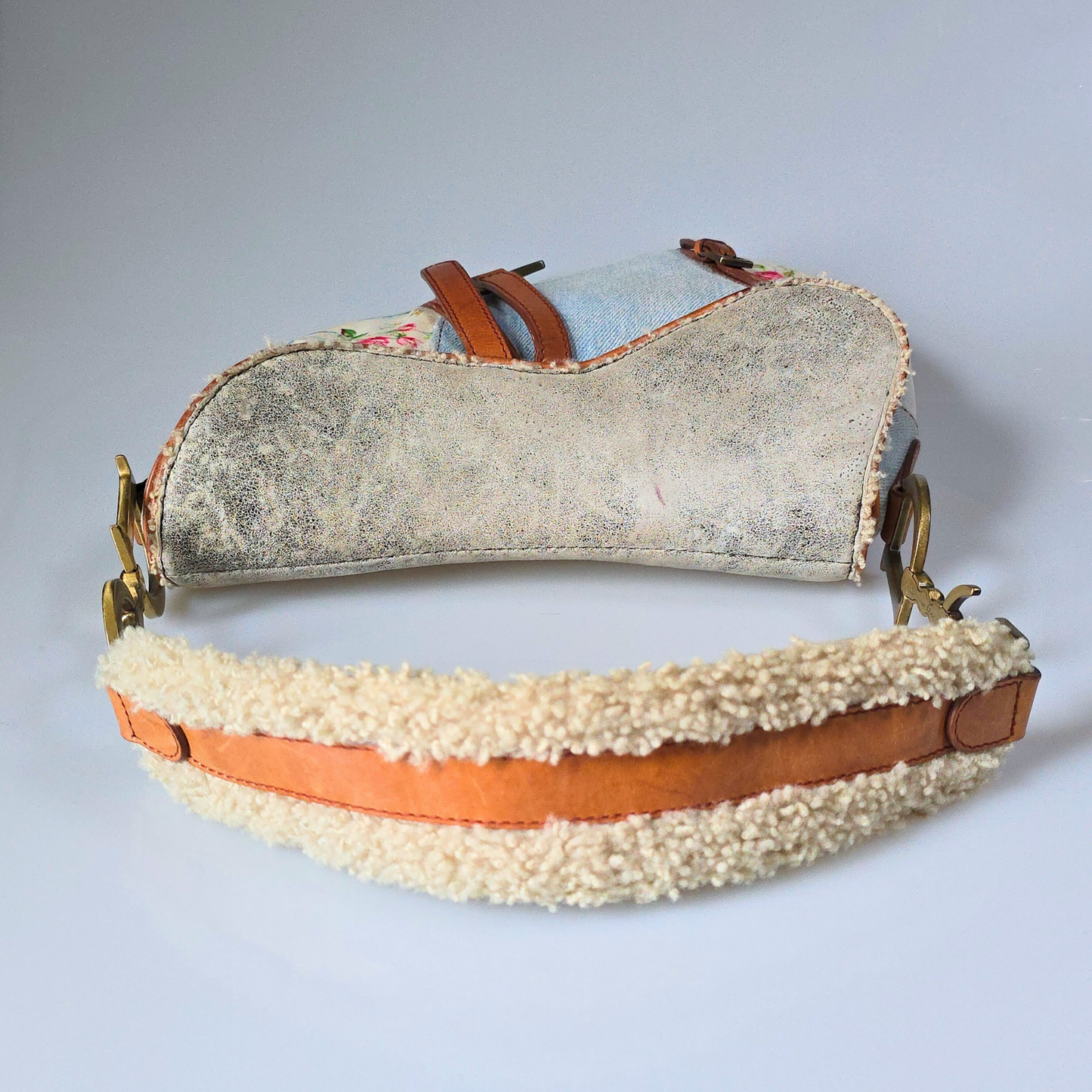 Dior Saddle Bag Denim Shearling