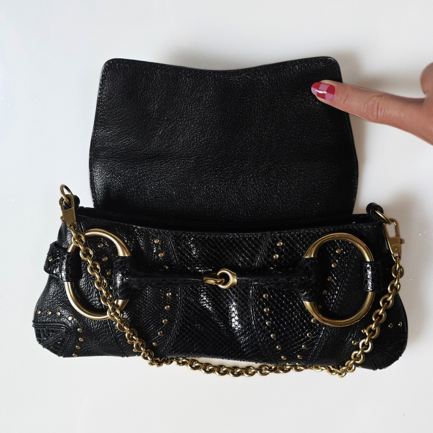 Gucci Tom Ford Era Horsebit Studded Snakeskin