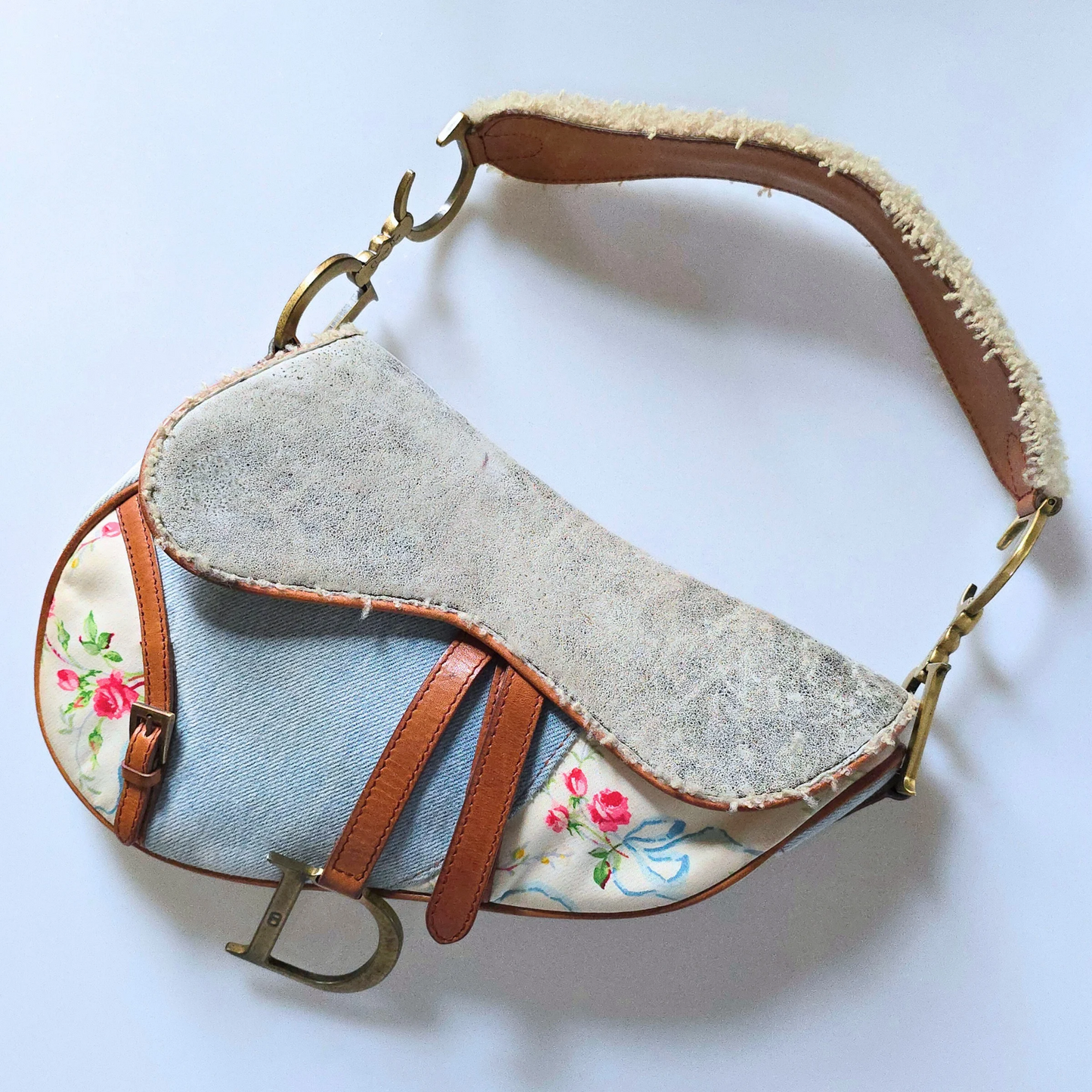 Dior Saddle Bag Denim Shearling