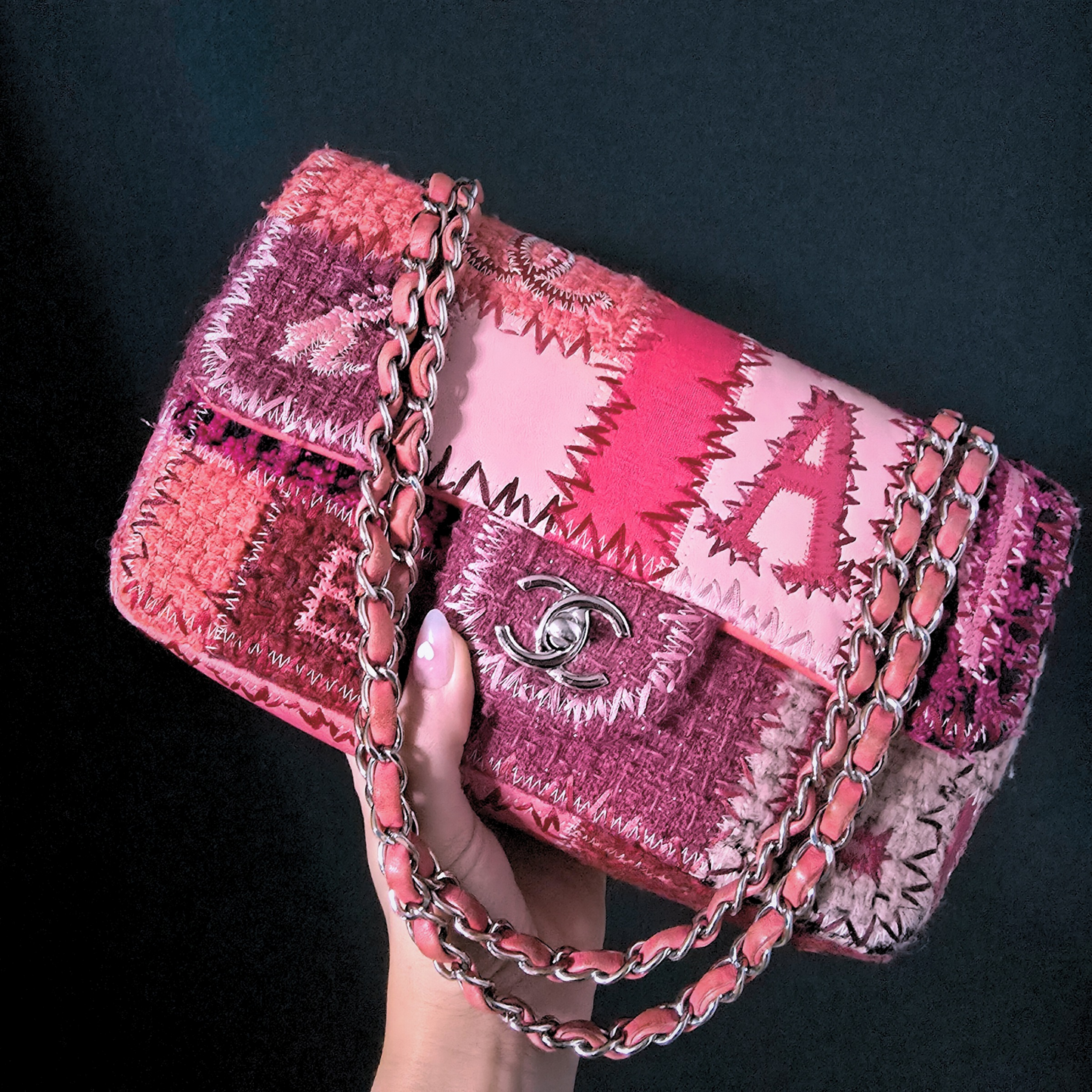 Chanel Medium Patchwork Flap Bag Pink/Red