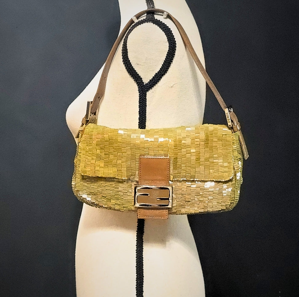 Fendi Sequin Baguette Warm Beige/Tan