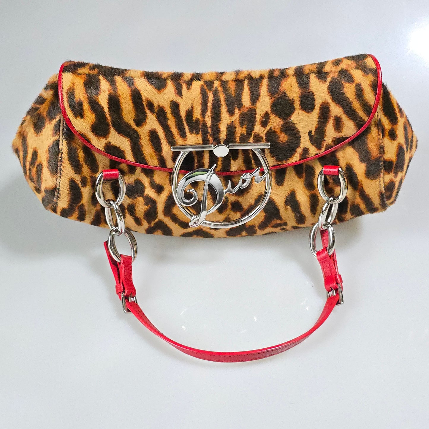 Dior Diva Flap Shoulder Bag Leopard Print Pony Hair