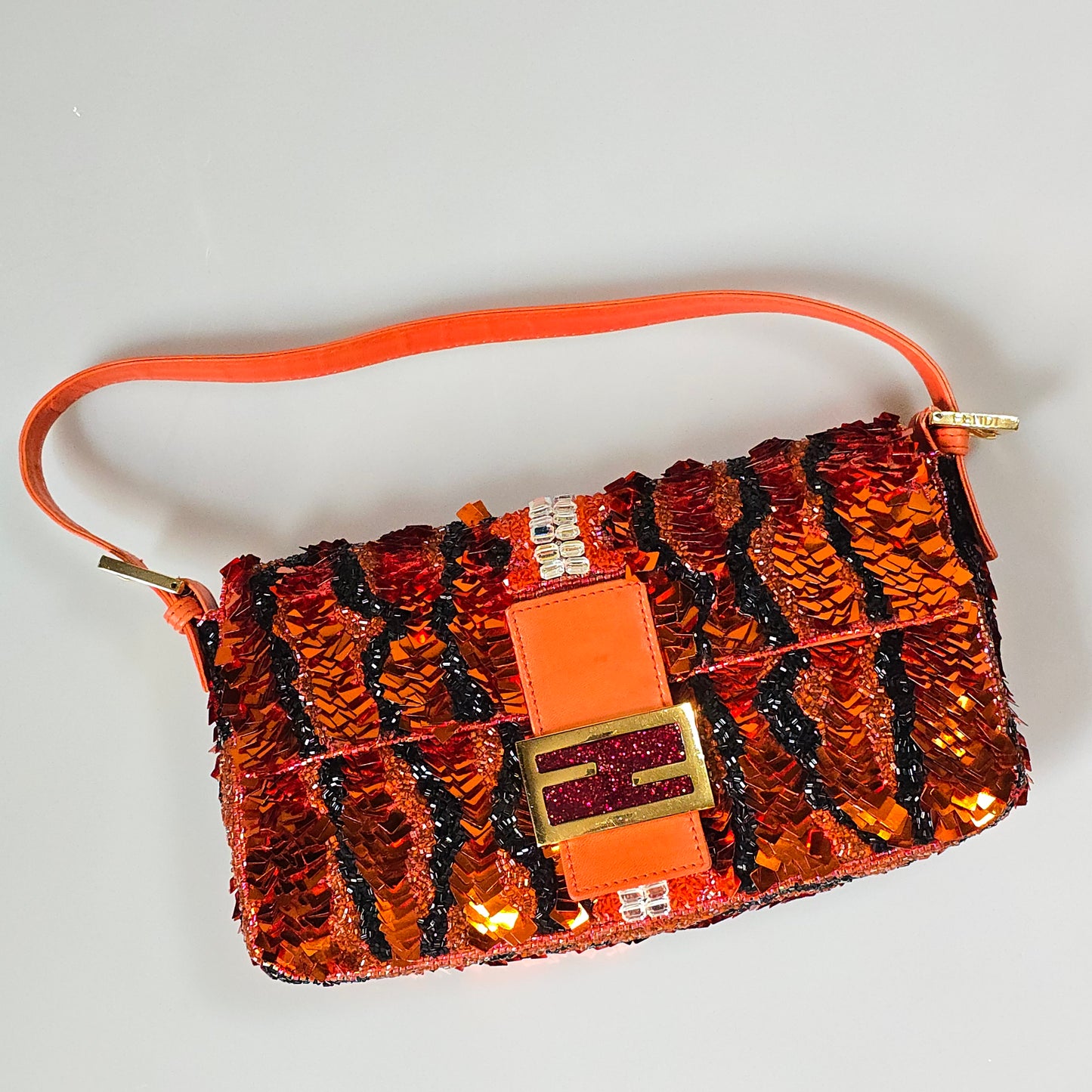 Fendi Baguette Sequin Beaded Tiger Stripes