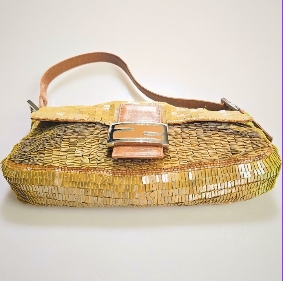 Fendi Sequin Baguette Warm Beige/Tan