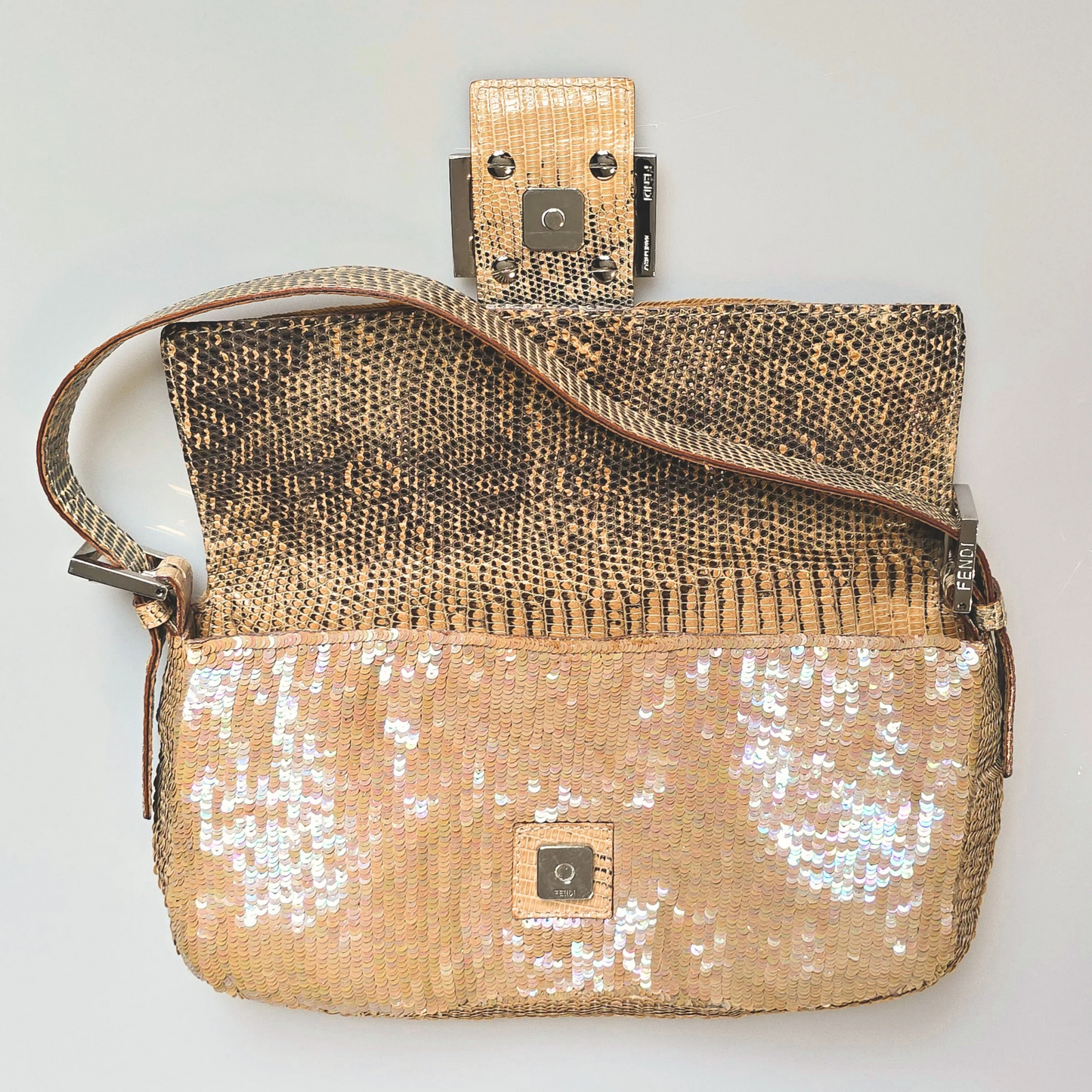 Fendi Baguette Nude Iridescent Sequins