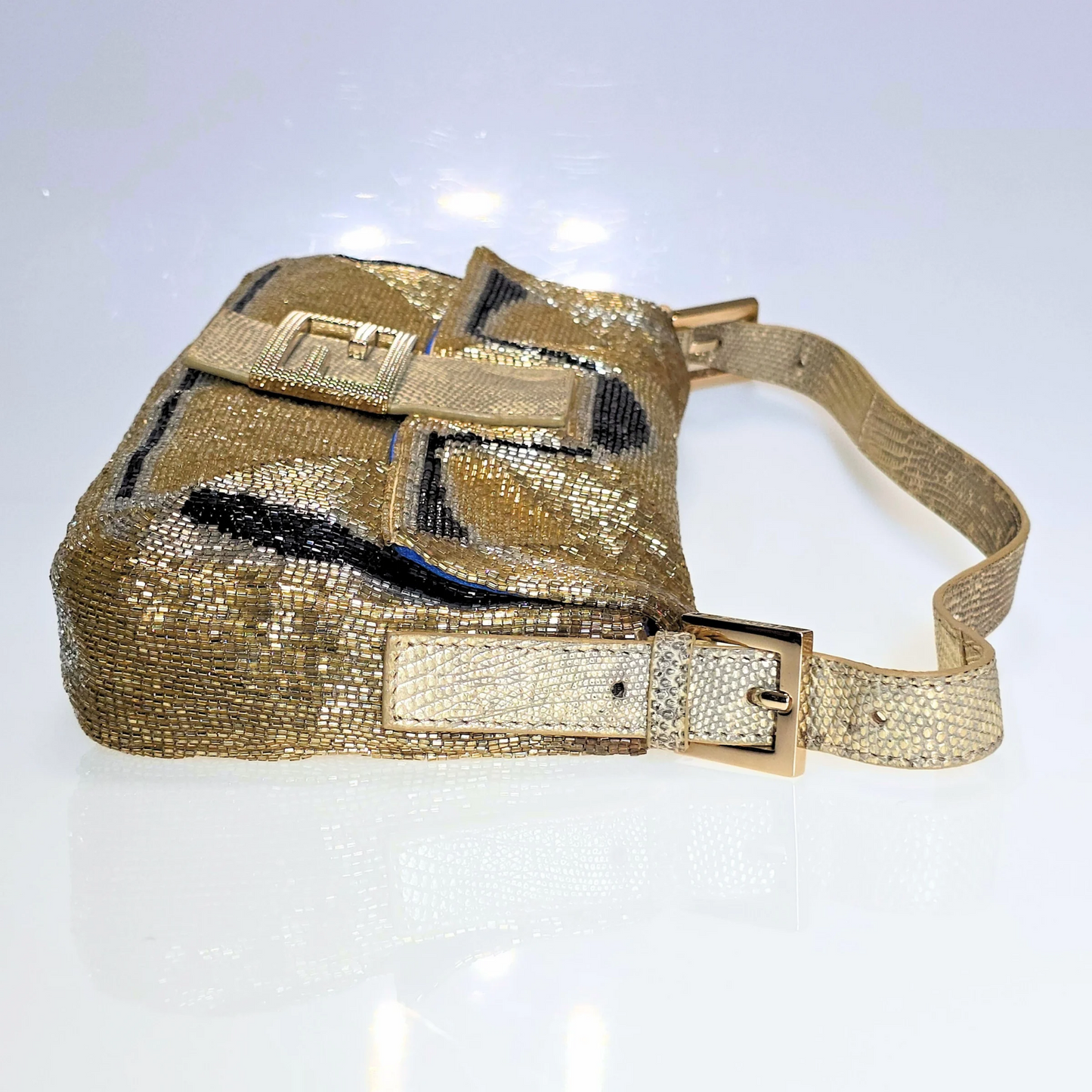 Fendi Baguette Beaded with Lizard Detail
