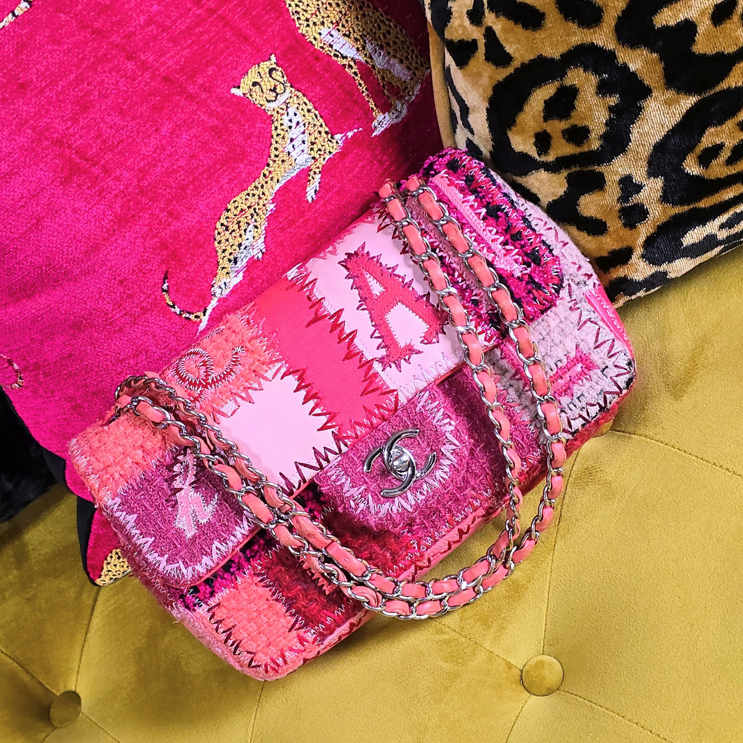 Chanel Medium Patchwork Flap Bag Pink/Red