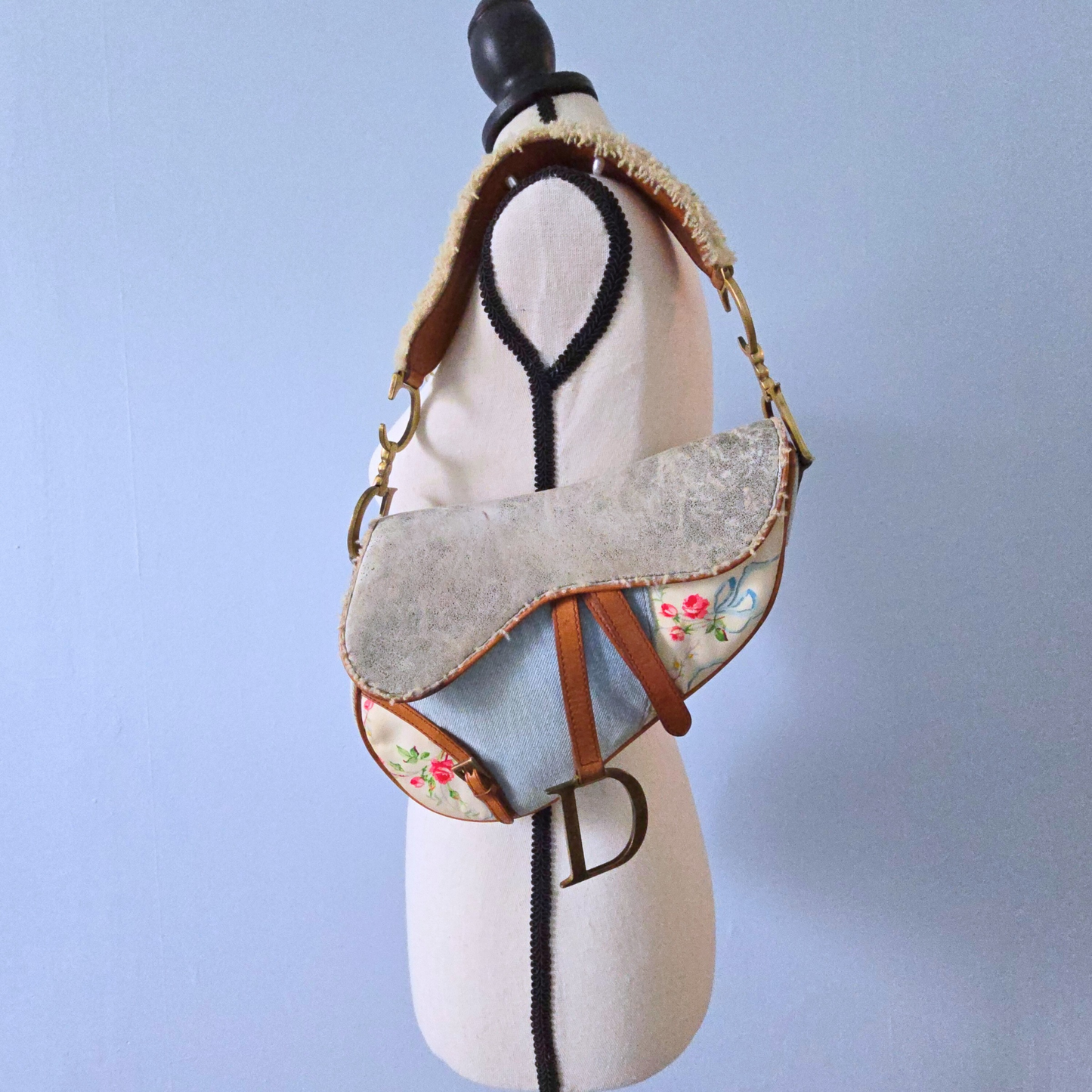 Dior Saddle Bag Denim Shearling