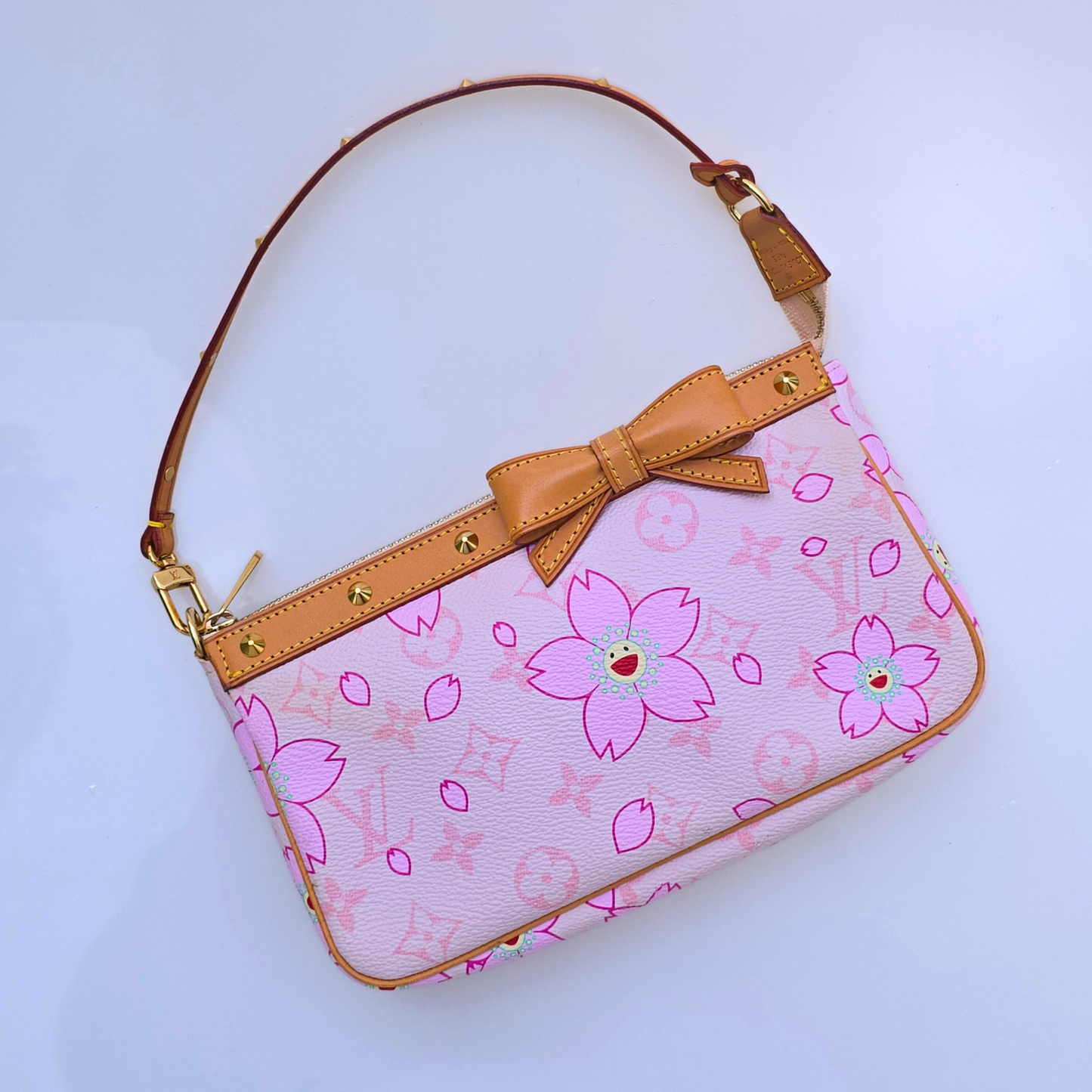 Louis Vuitton Limited Edition Takashi Murakami Cherry Blossom Pochette Pink
