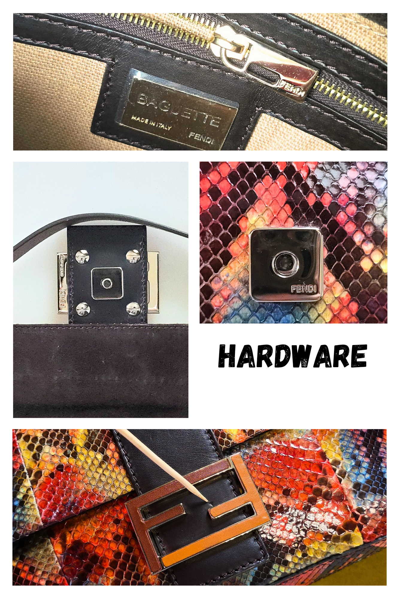 Fendi Baguette Multicolor Python
