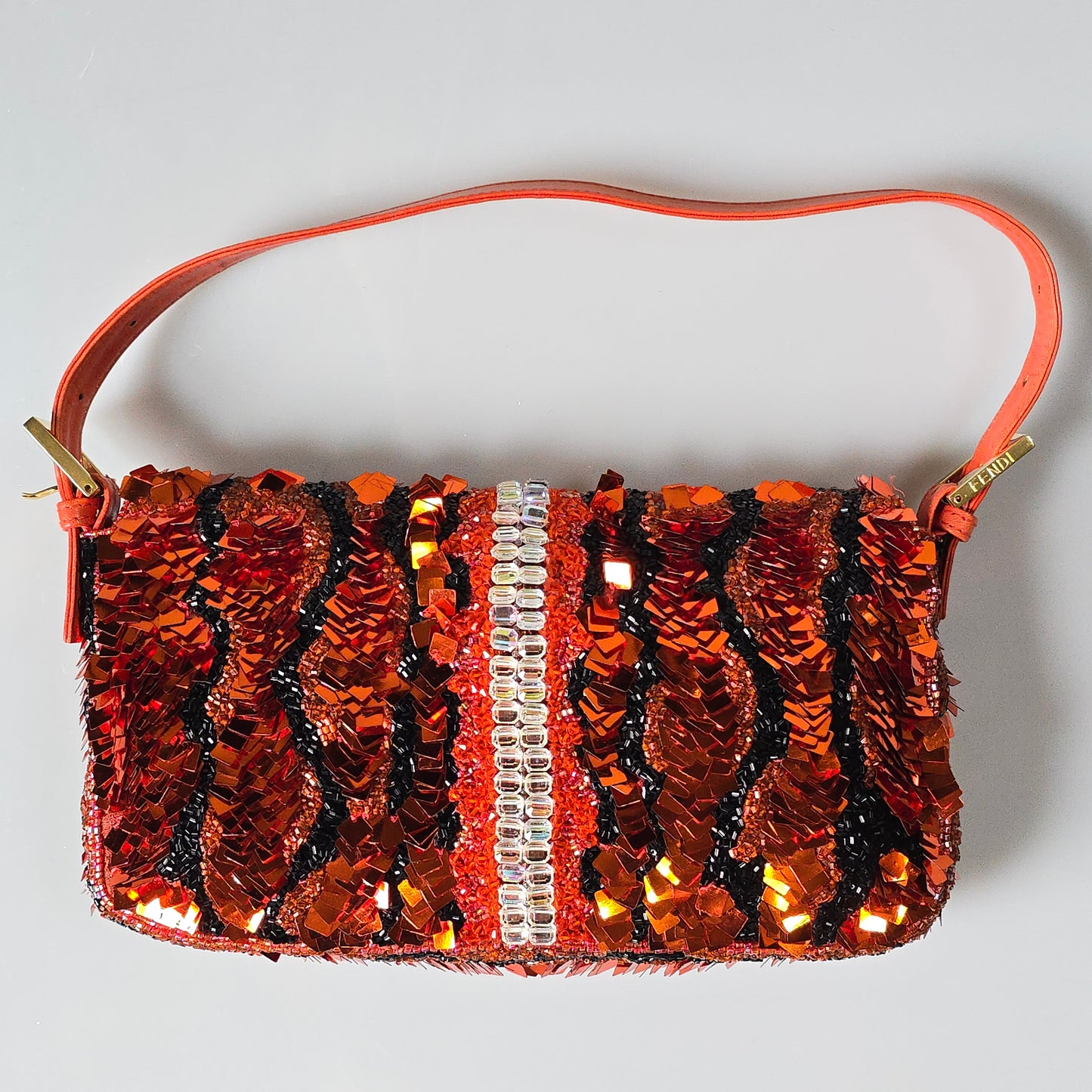 Fendi Baguette Sequin Beaded Tiger Stripes