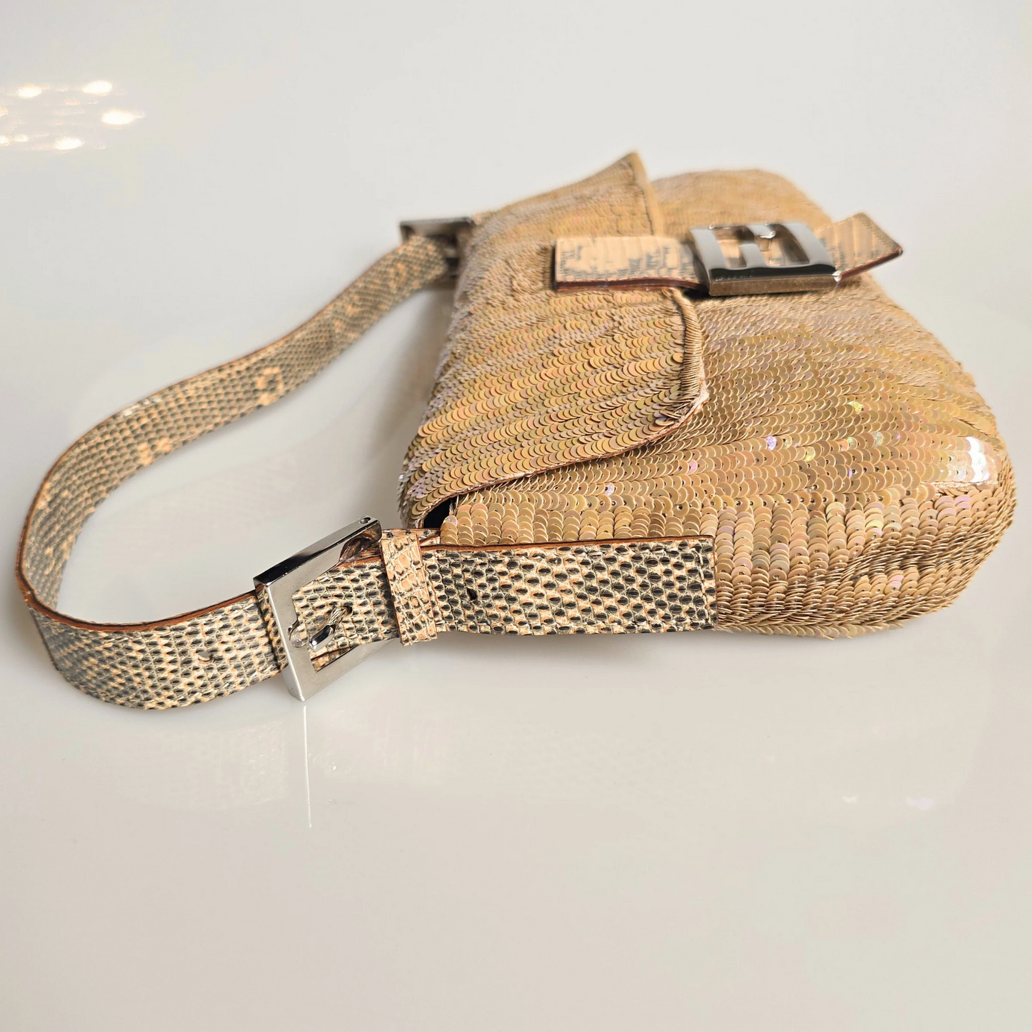 Fendi Baguette Nude Iridescent Sequins