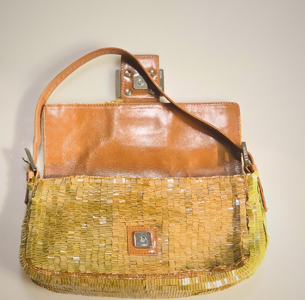 Fendi Sequin Baguette Warm Beige/Tan